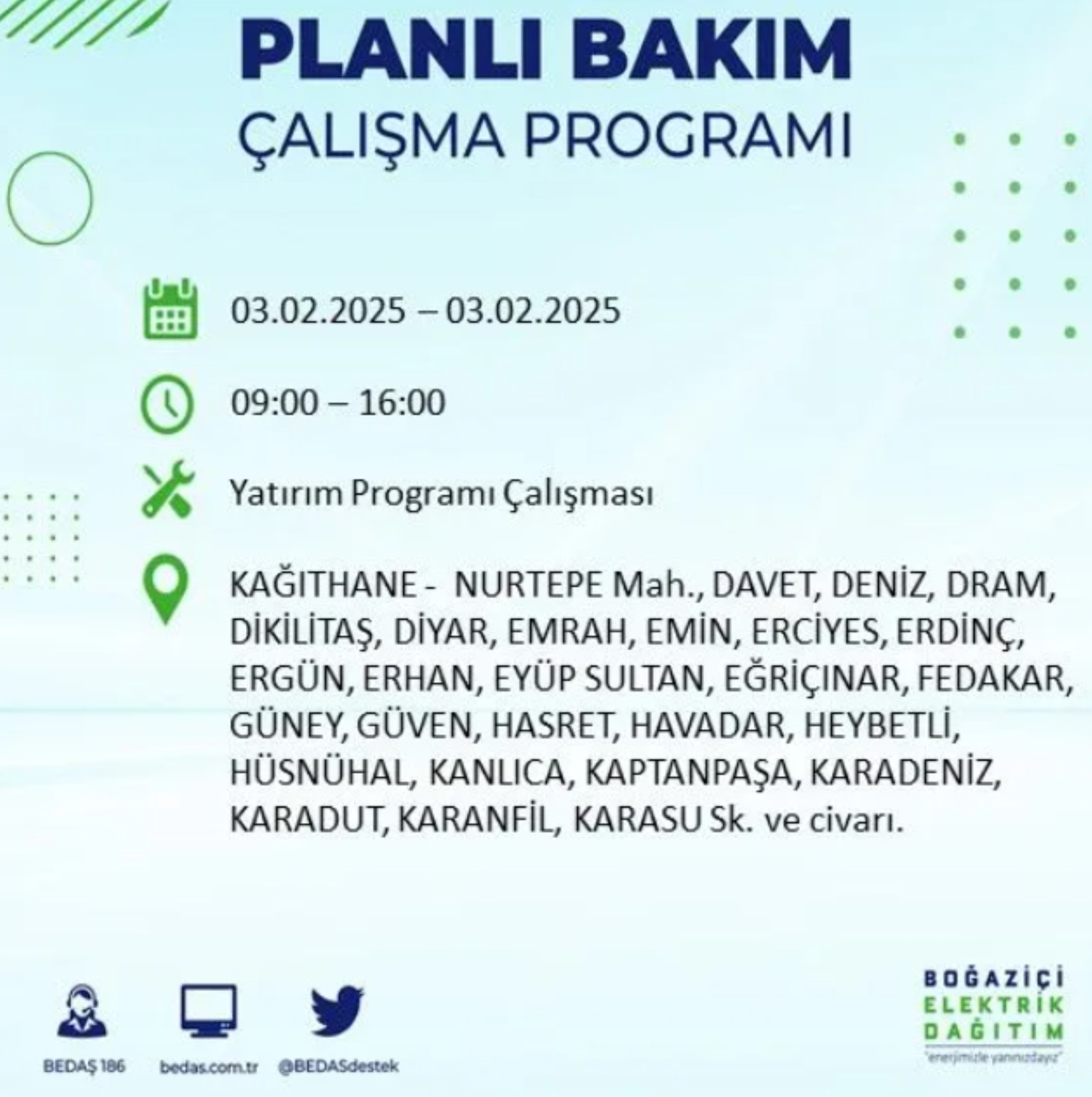 BEDAŞ açıkladı... İstanbul'da elektrik kesintisi: 3 Şubat'ta hangi mahalleler etkilenecek?