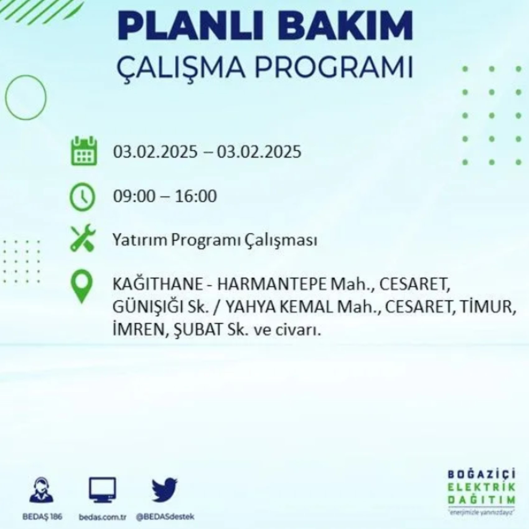 BEDAŞ açıkladı... İstanbul'da elektrik kesintisi: 3 Şubat'ta hangi mahalleler etkilenecek?