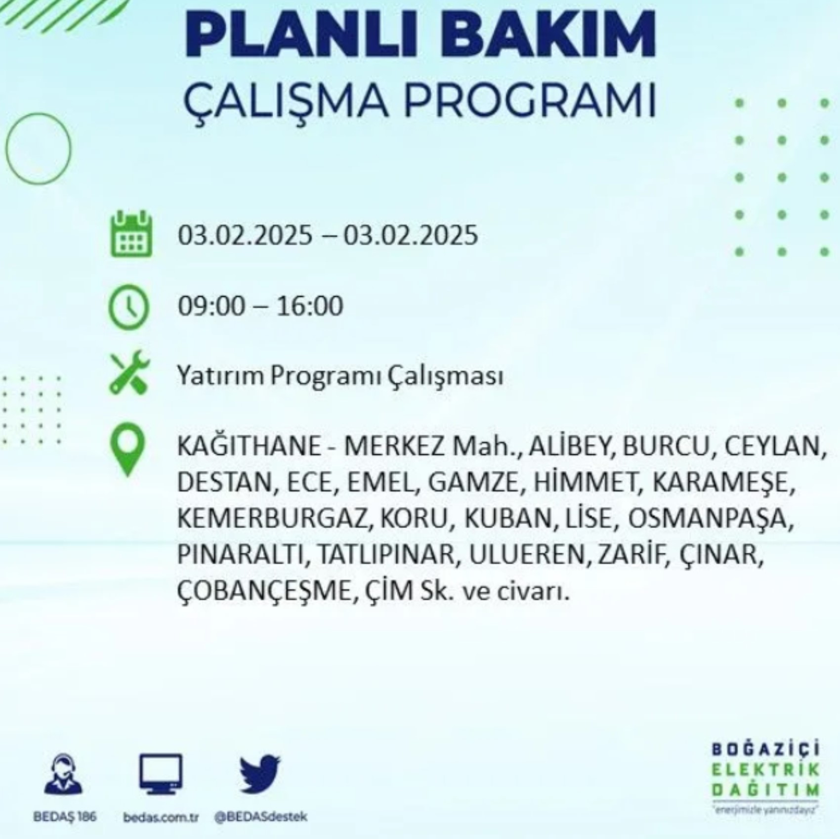 BEDAŞ açıkladı... İstanbul'da elektrik kesintisi: 3 Şubat'ta hangi mahalleler etkilenecek?