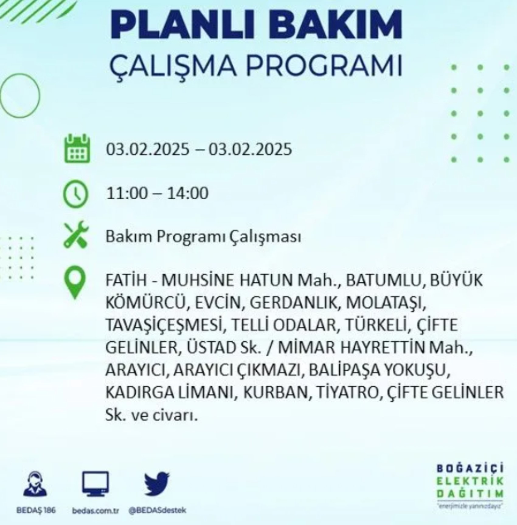 BEDAŞ açıkladı... İstanbul'da elektrik kesintisi: 3 Şubat'ta hangi mahalleler etkilenecek?