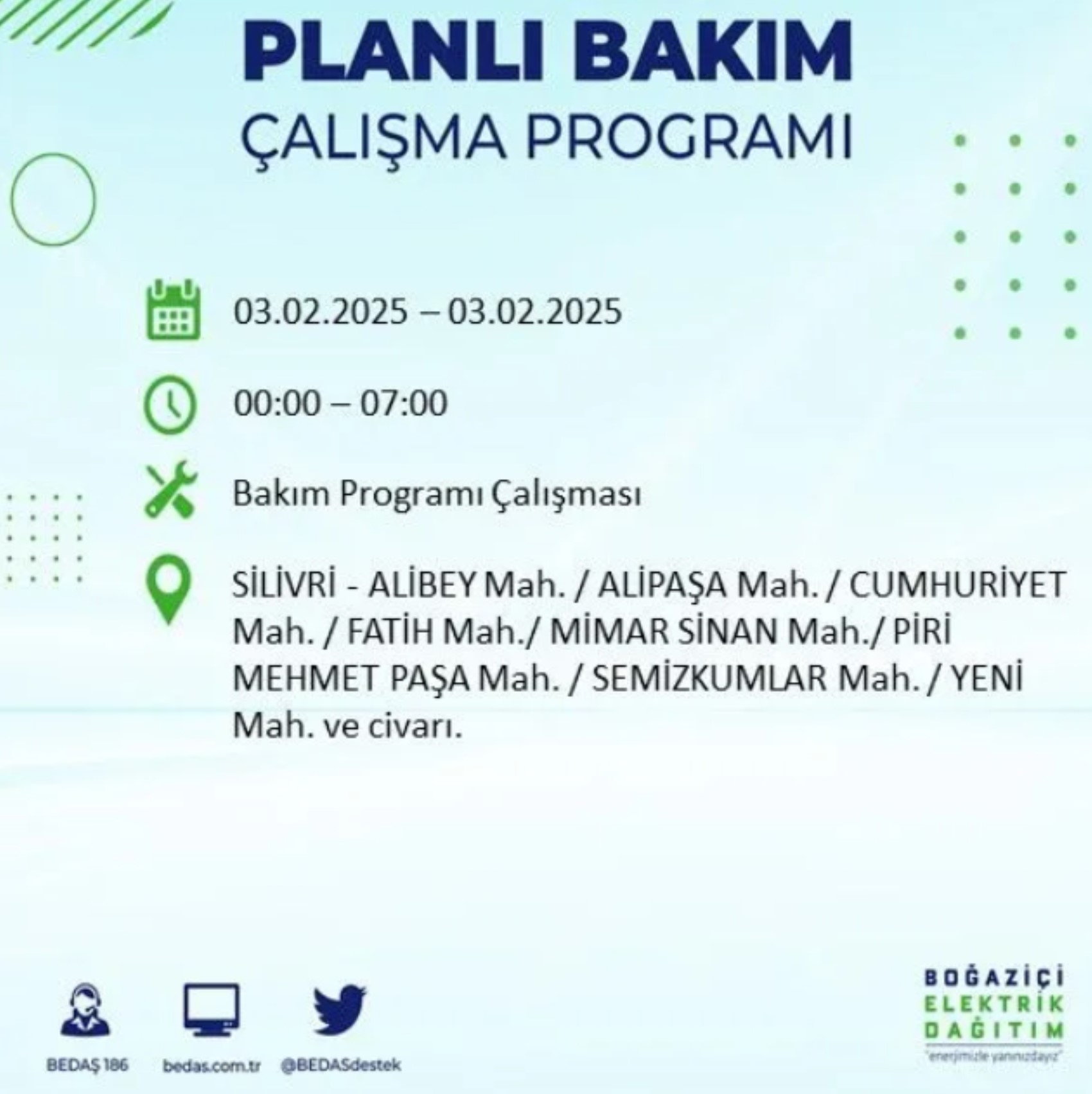 BEDAŞ açıkladı... İstanbul'da elektrik kesintisi: 3 Şubat'ta hangi mahalleler etkilenecek?