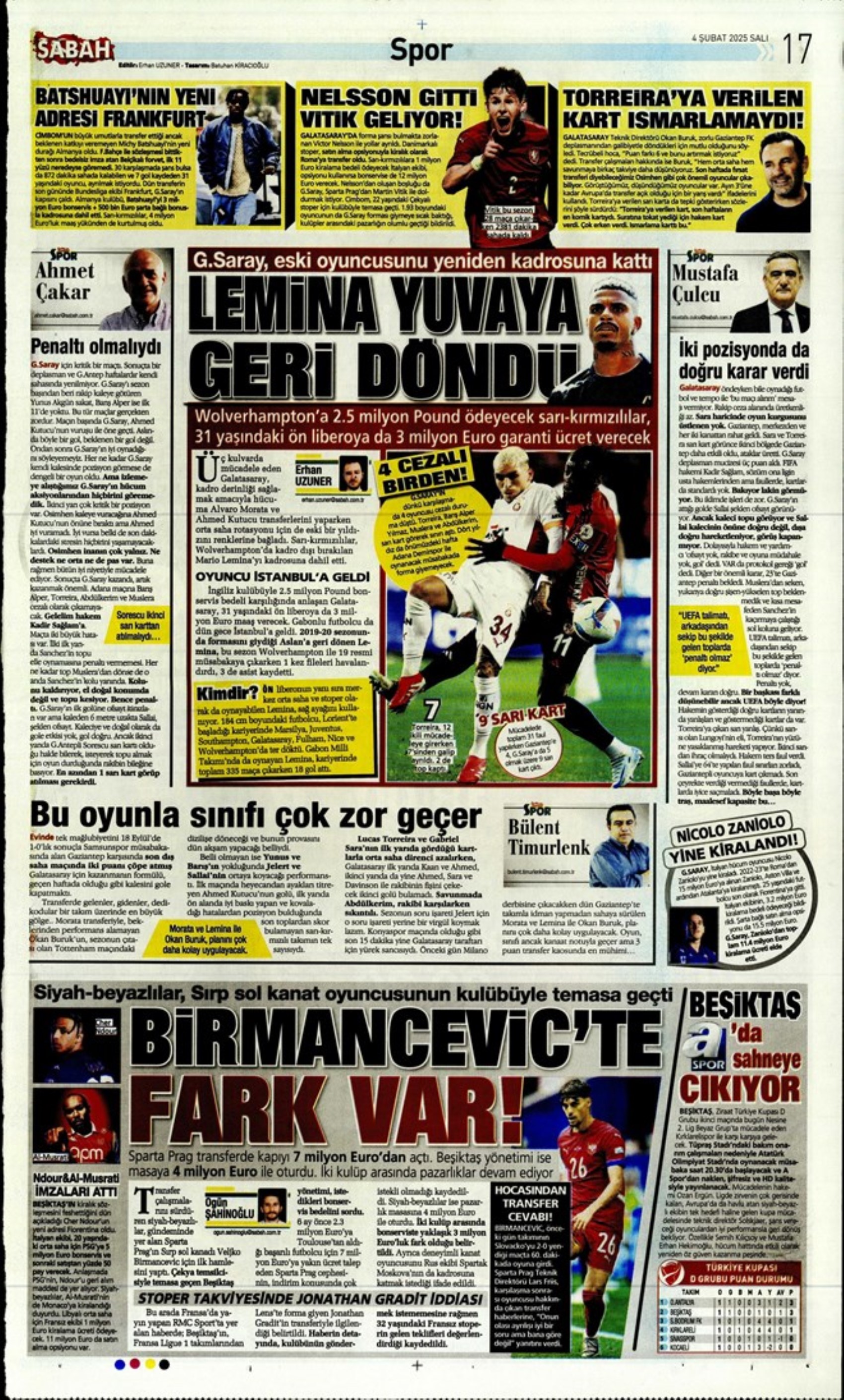 Sporda bugünün manşetleri... Lemina imzayı atıyor: 'Casemiro tamam gibi'