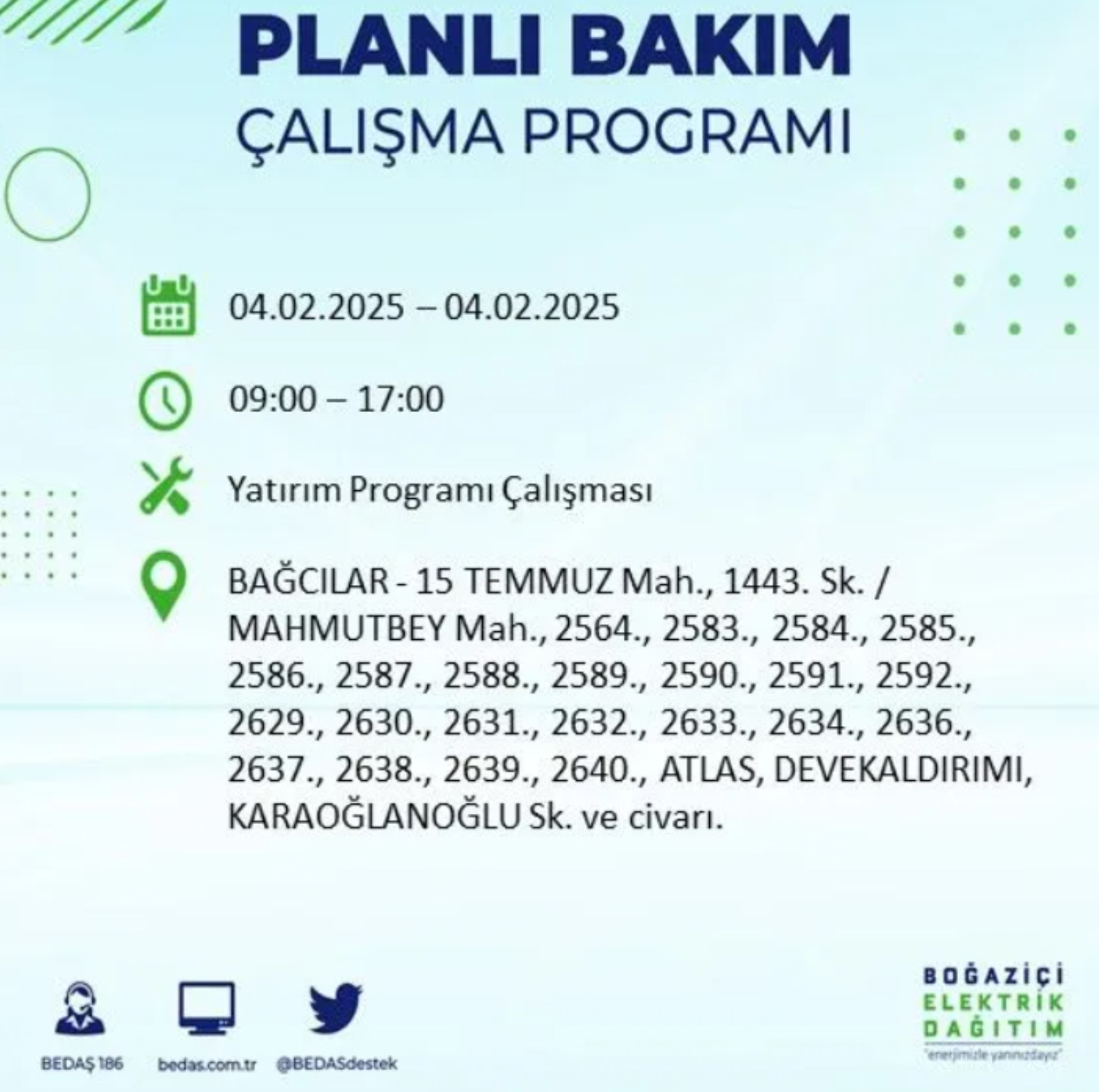 BEDAŞ açıkladı... İstanbul'da elektrik kesintisi: 4 Şubat'ta hangi mahalleler etkilenecek?