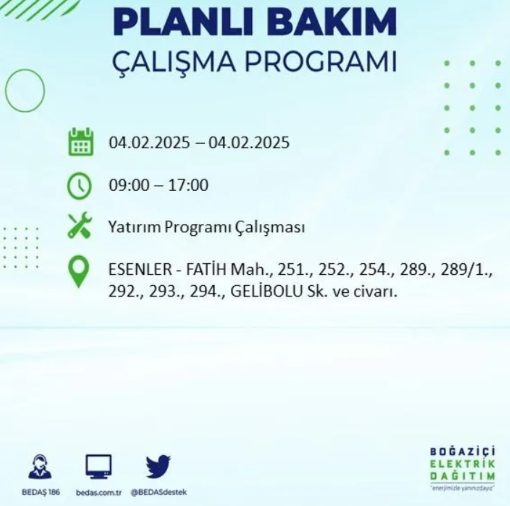 BEDAŞ açıkladı... İstanbul'da elektrik kesintisi: 4 Şubat'ta hangi mahalleler etkilenecek?