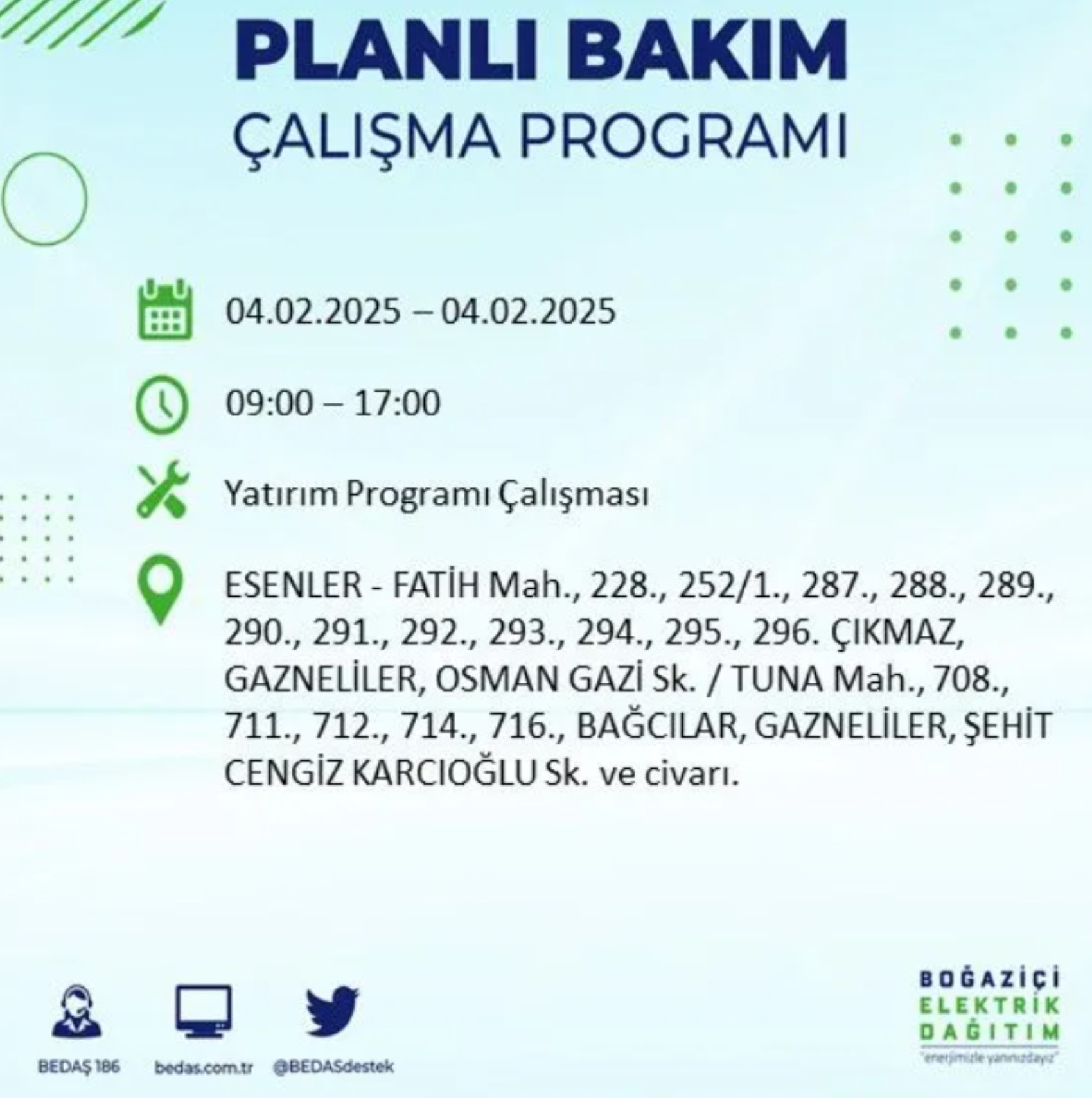 BEDAŞ açıkladı... İstanbul'da elektrik kesintisi: 4 Şubat'ta hangi mahalleler etkilenecek?