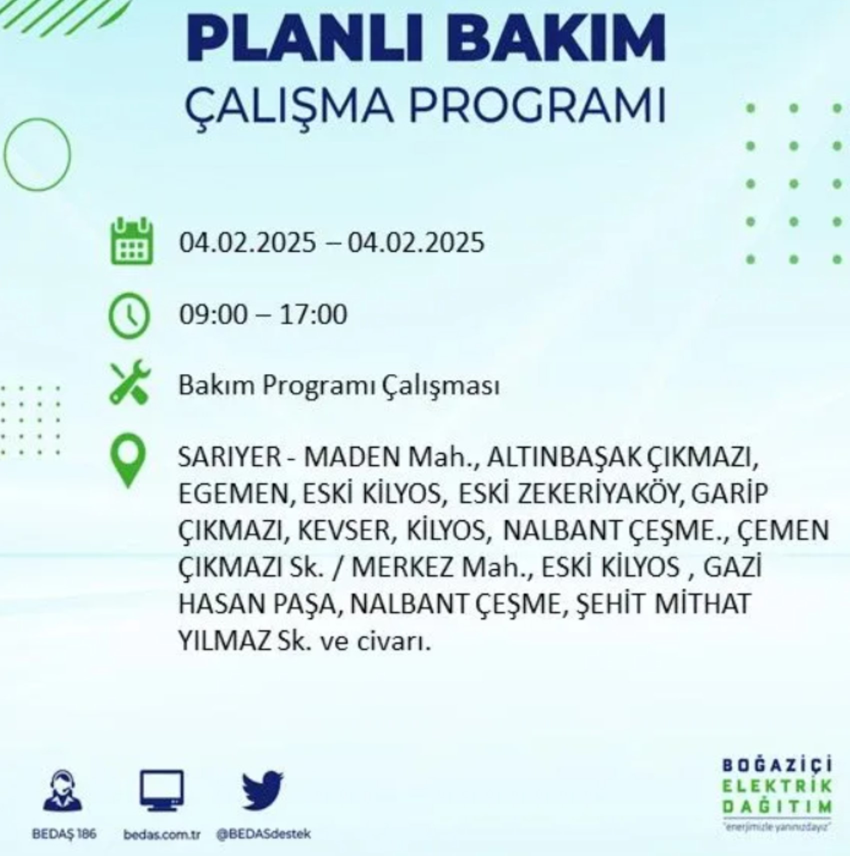 BEDAŞ açıkladı... İstanbul'da elektrik kesintisi: 4 Şubat'ta hangi mahalleler etkilenecek?