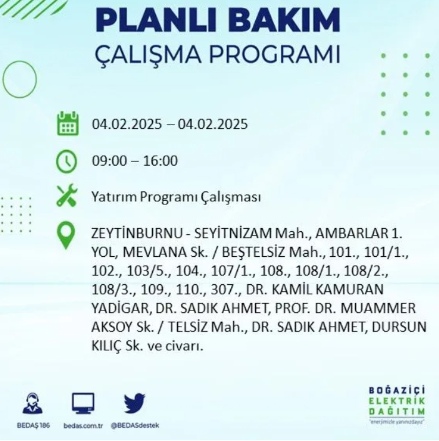 BEDAŞ açıkladı... İstanbul'da elektrik kesintisi: 4 Şubat'ta hangi mahalleler etkilenecek?