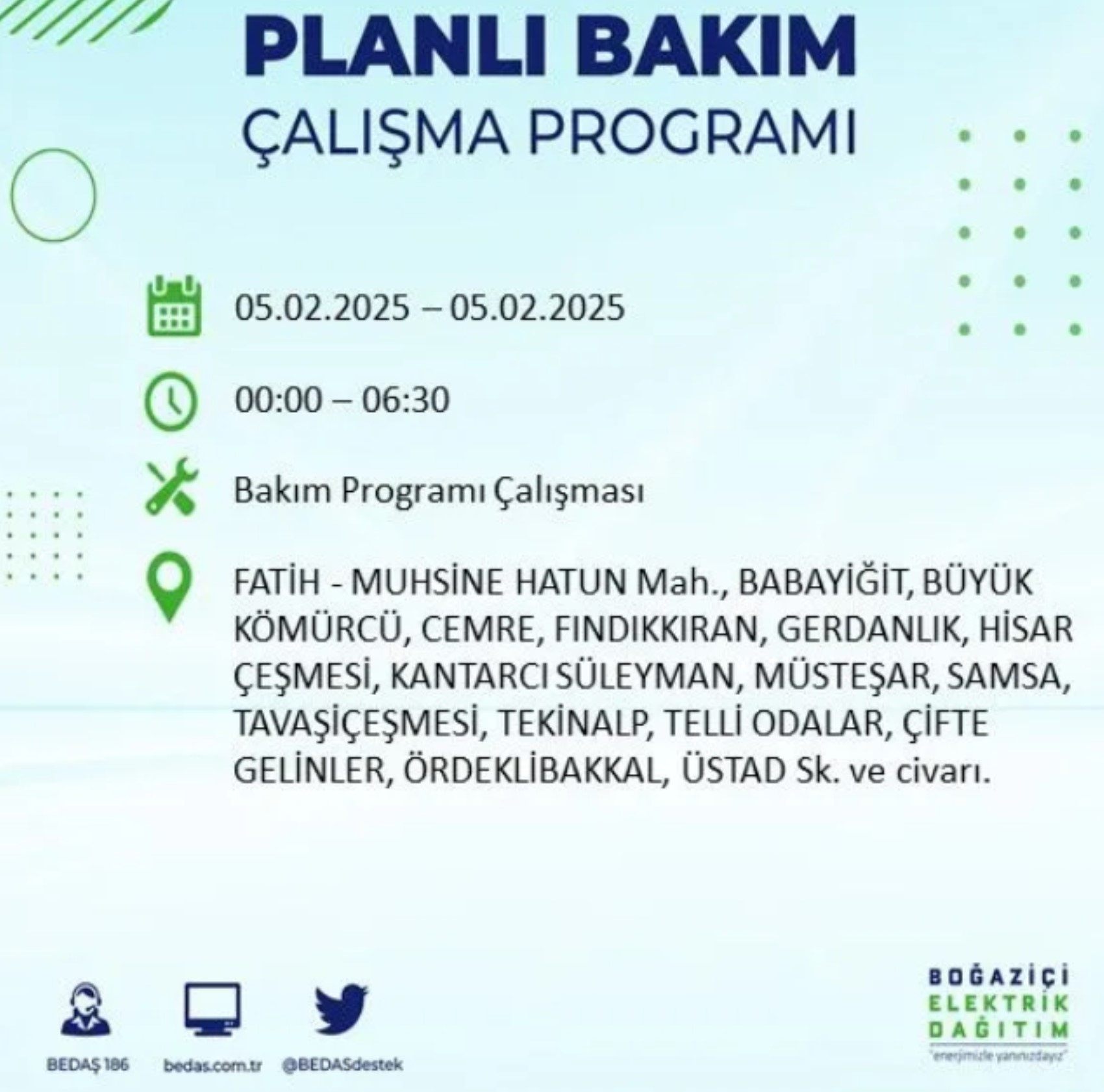 BEDAŞ açıkladı... İstanbul'da elektrik kesintisi: 5 Şubat'ta hangi mahalleler etkilenecek?