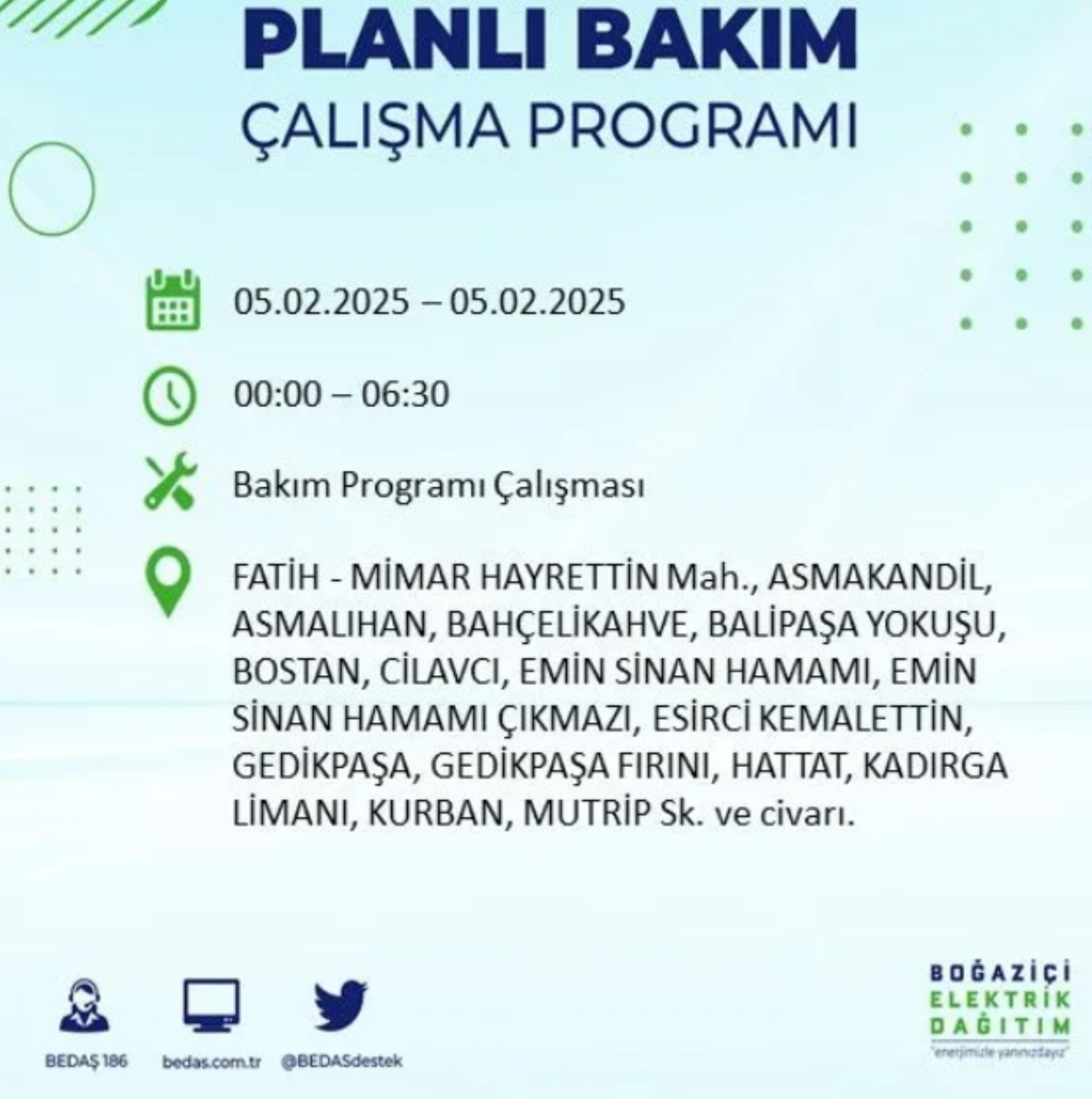 BEDAŞ açıkladı... İstanbul'da elektrik kesintisi: 5 Şubat'ta hangi mahalleler etkilenecek?