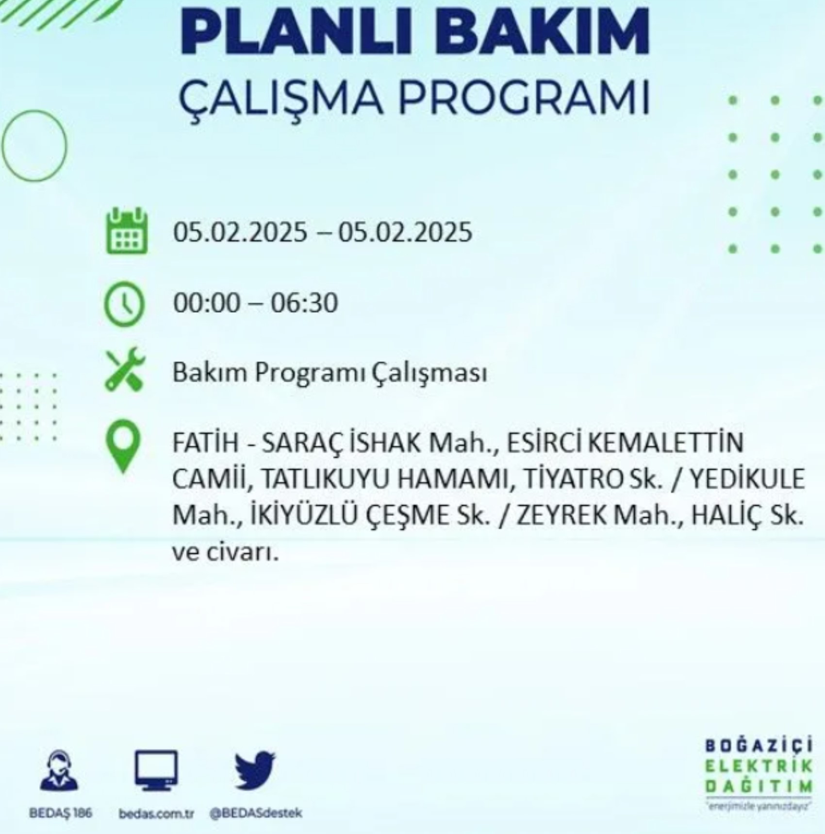 BEDAŞ açıkladı... İstanbul'da elektrik kesintisi: 5 Şubat'ta hangi mahalleler etkilenecek?