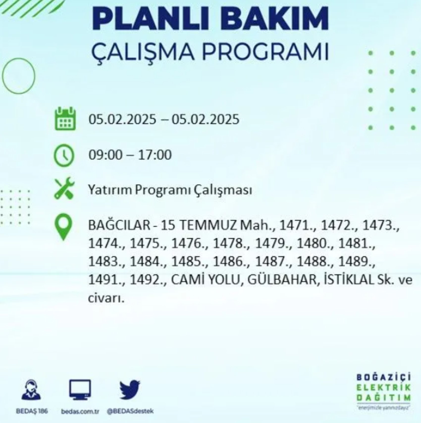 BEDAŞ açıkladı... İstanbul'da elektrik kesintisi: 5 Şubat'ta hangi mahalleler etkilenecek?