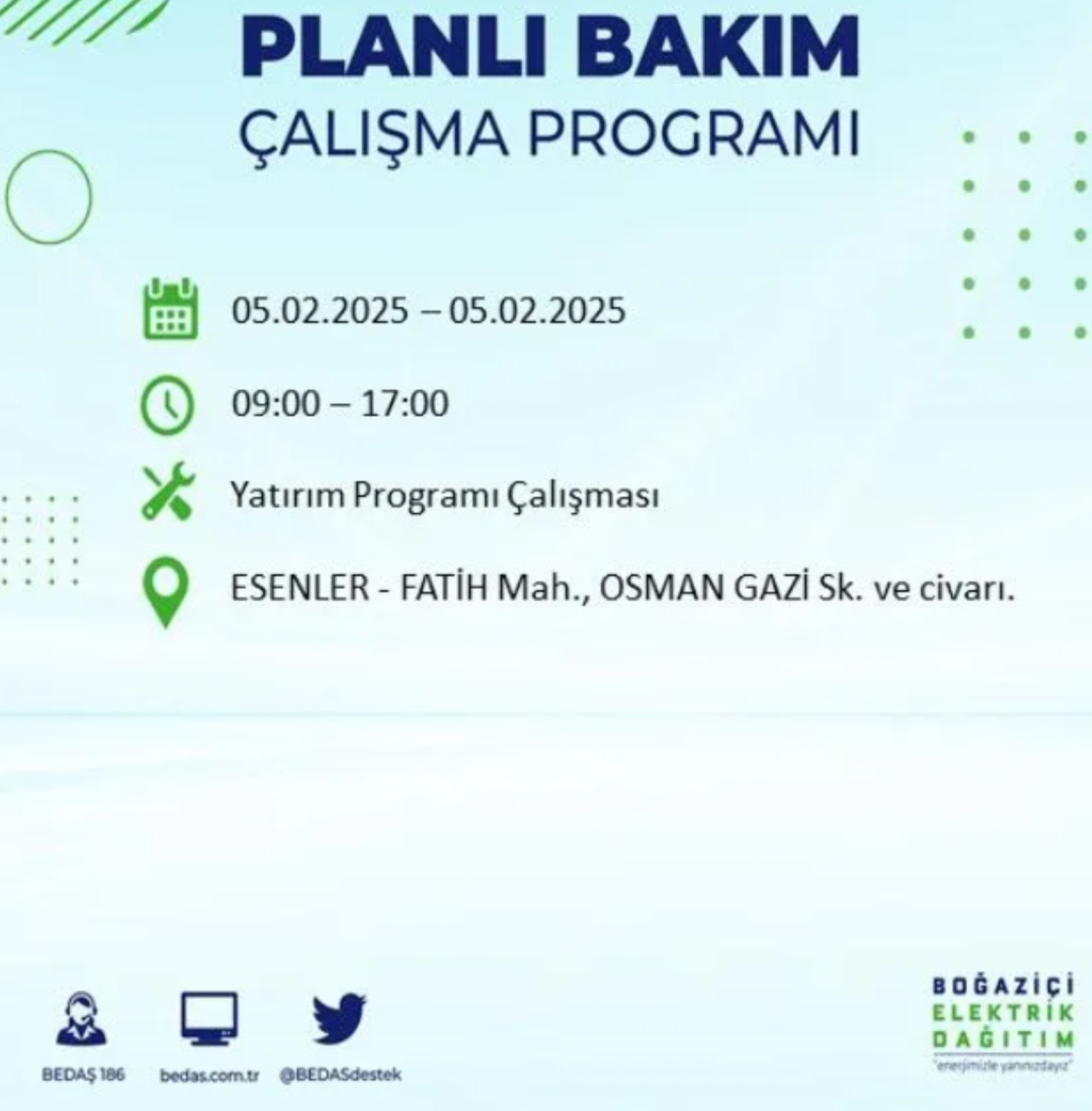 BEDAŞ açıkladı... İstanbul'da elektrik kesintisi: 5 Şubat'ta hangi mahalleler etkilenecek?