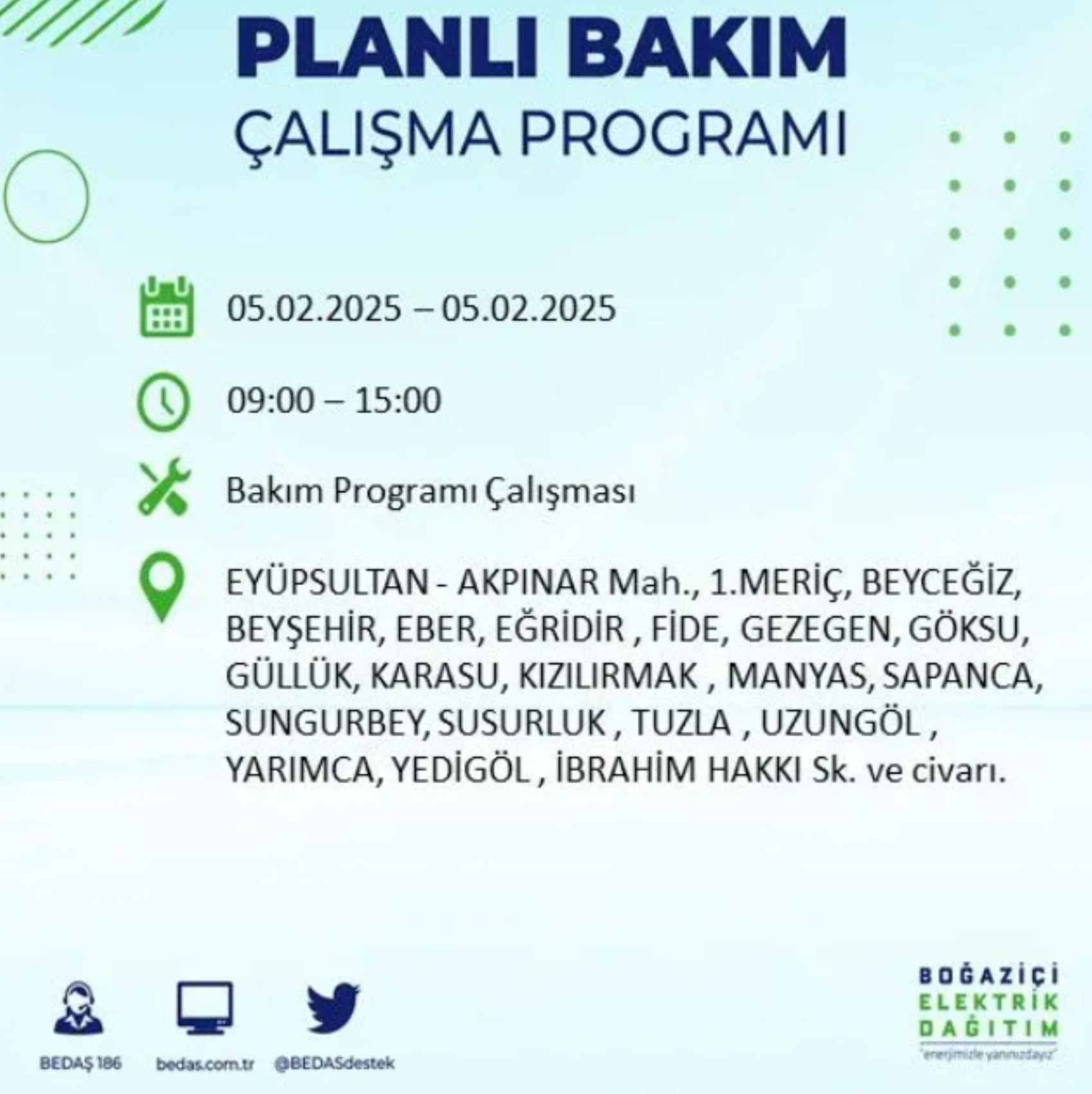 BEDAŞ açıkladı... İstanbul'da elektrik kesintisi: 5 Şubat'ta hangi mahalleler etkilenecek?