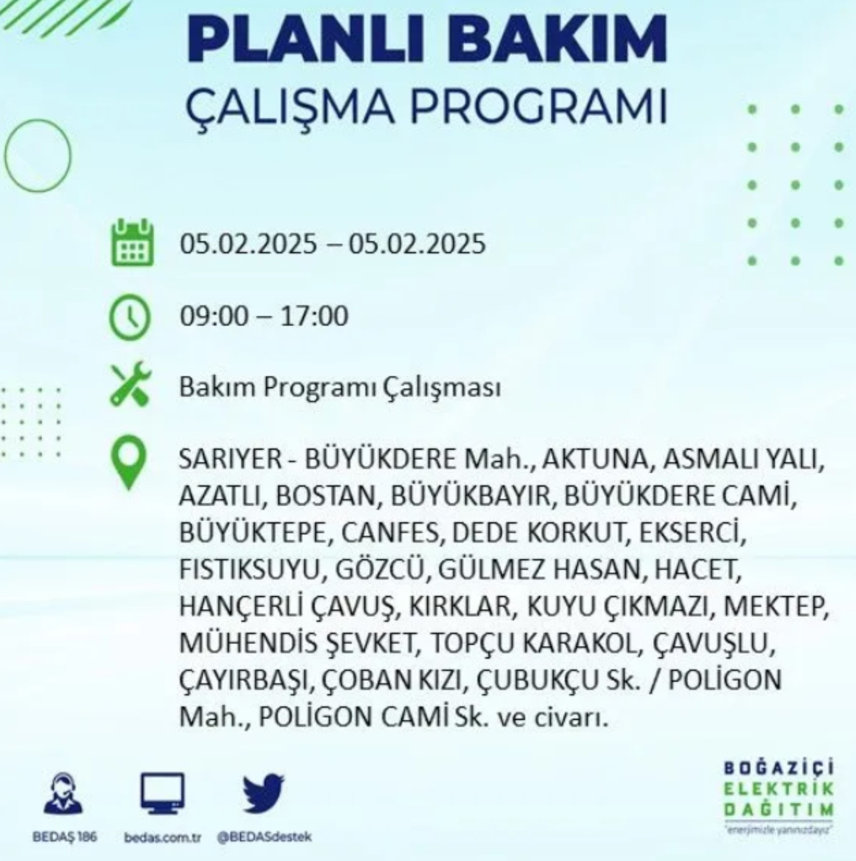 BEDAŞ açıkladı... İstanbul'da elektrik kesintisi: 5 Şubat'ta hangi mahalleler etkilenecek?