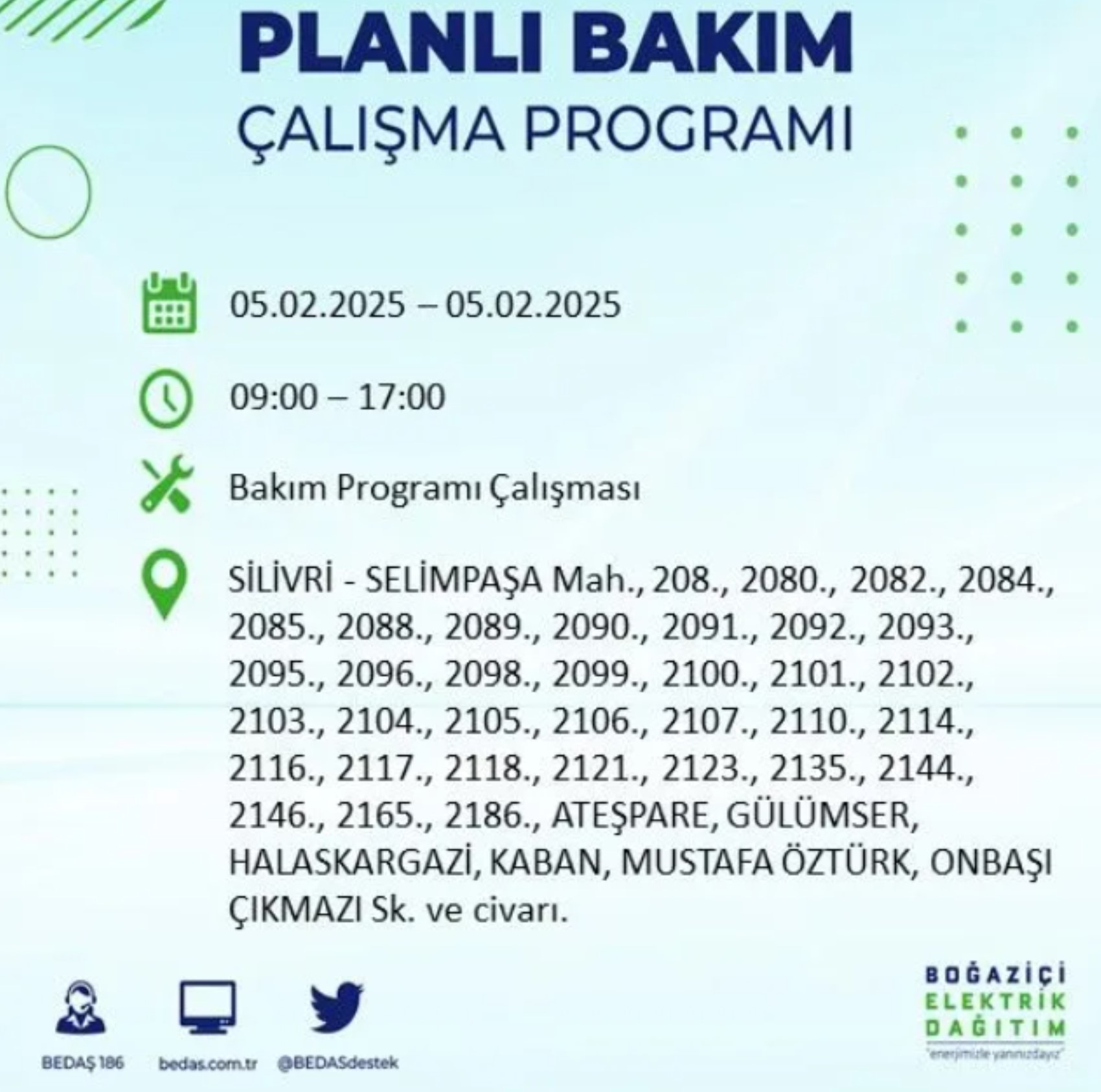 BEDAŞ açıkladı... İstanbul'da elektrik kesintisi: 5 Şubat'ta hangi mahalleler etkilenecek?