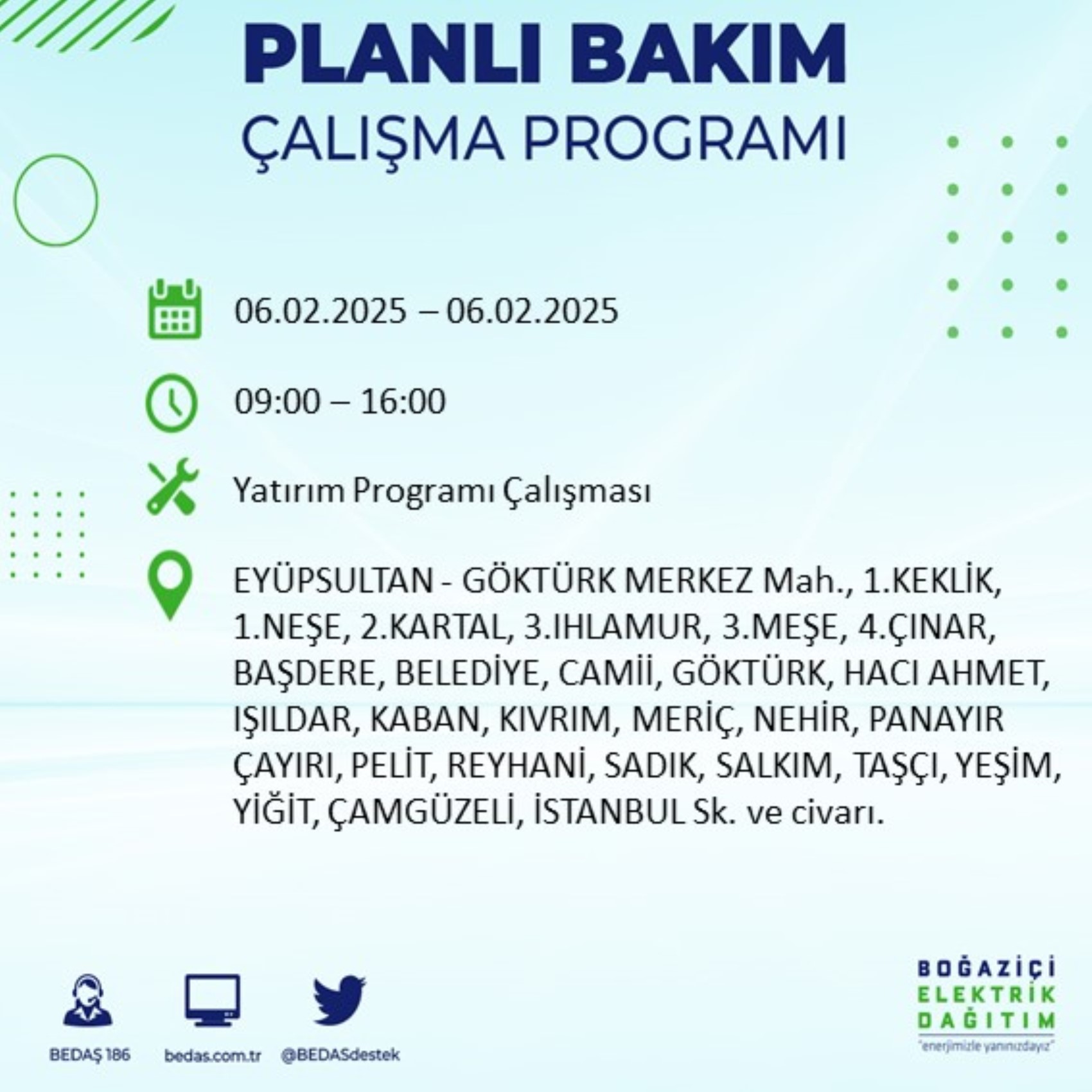 BEDAŞ açıkladı... İstanbul'da elektrik kesintisi: 6 Şubat'ta hangi mahalleler etkilenecek?