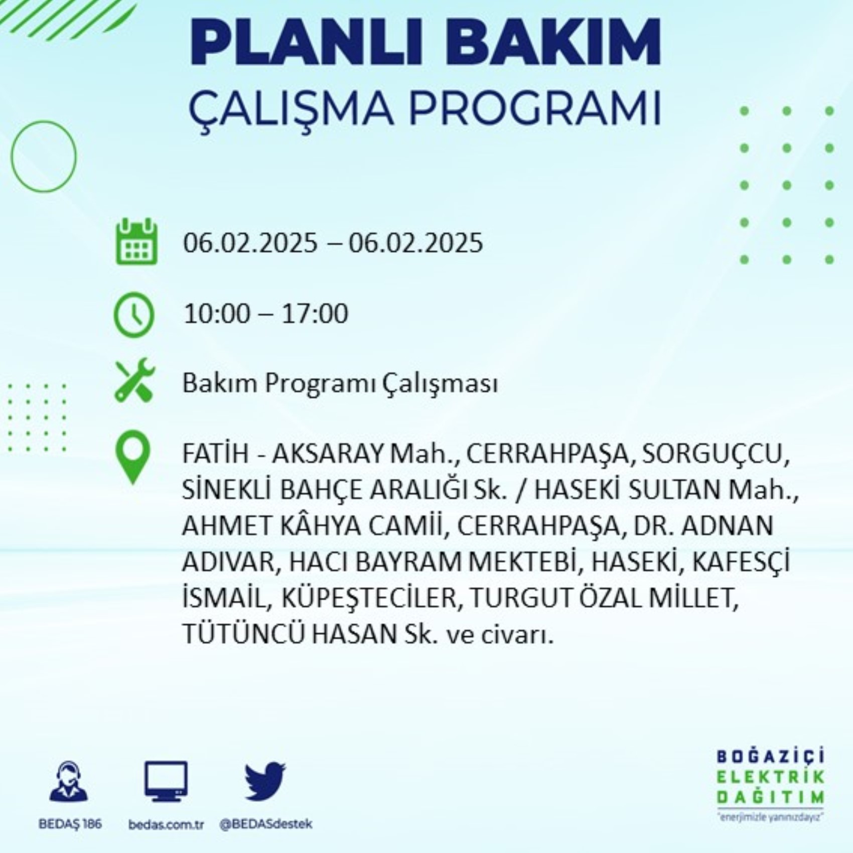 BEDAŞ açıkladı... İstanbul'da elektrik kesintisi: 6 Şubat'ta hangi mahalleler etkilenecek?