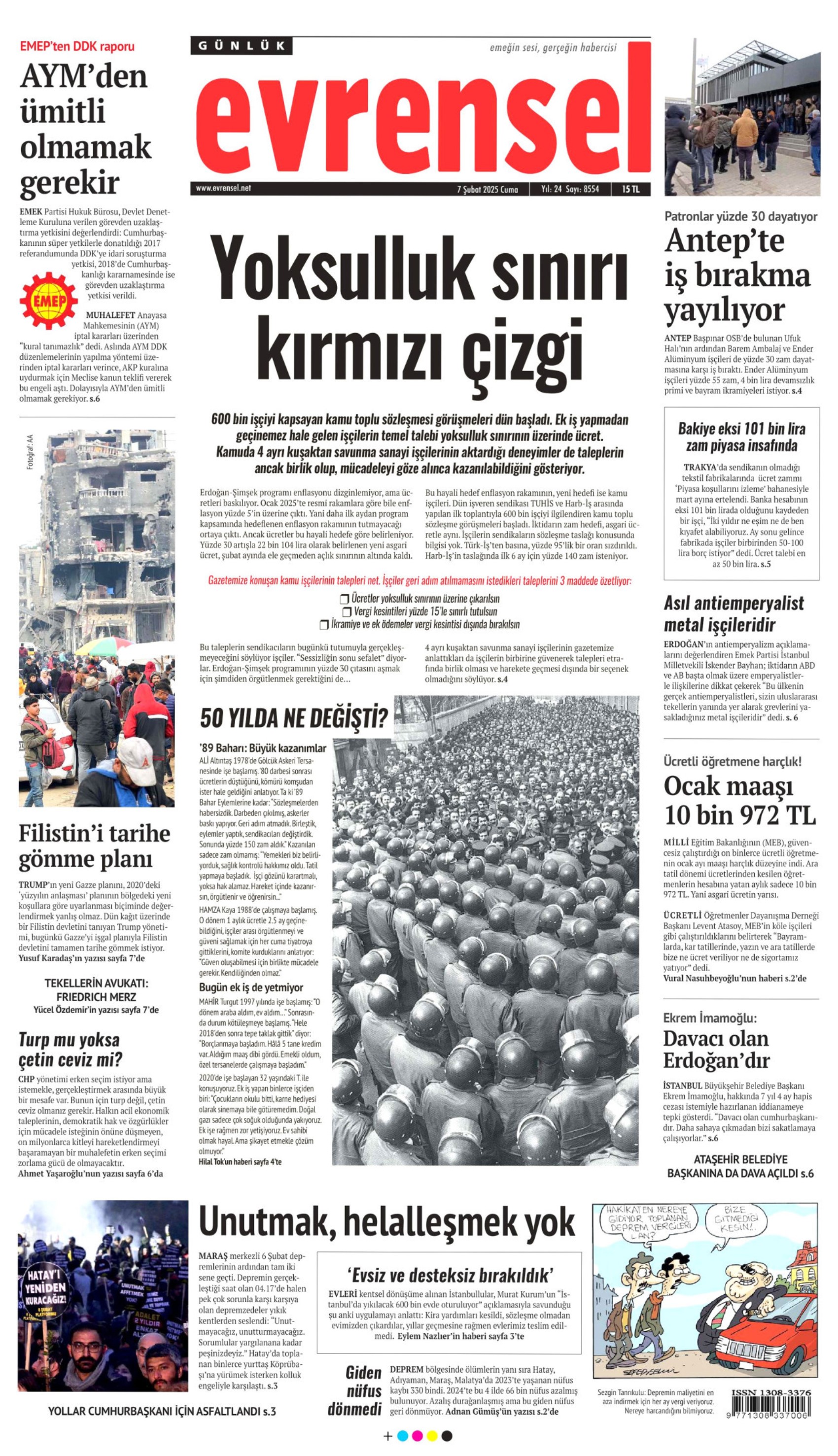 Erdoğan'ın 6 Şubat konuşması gazetelerde: Bizden başkası altından kalkamazdı (7 Şubat 2025 gazete manşetleri)