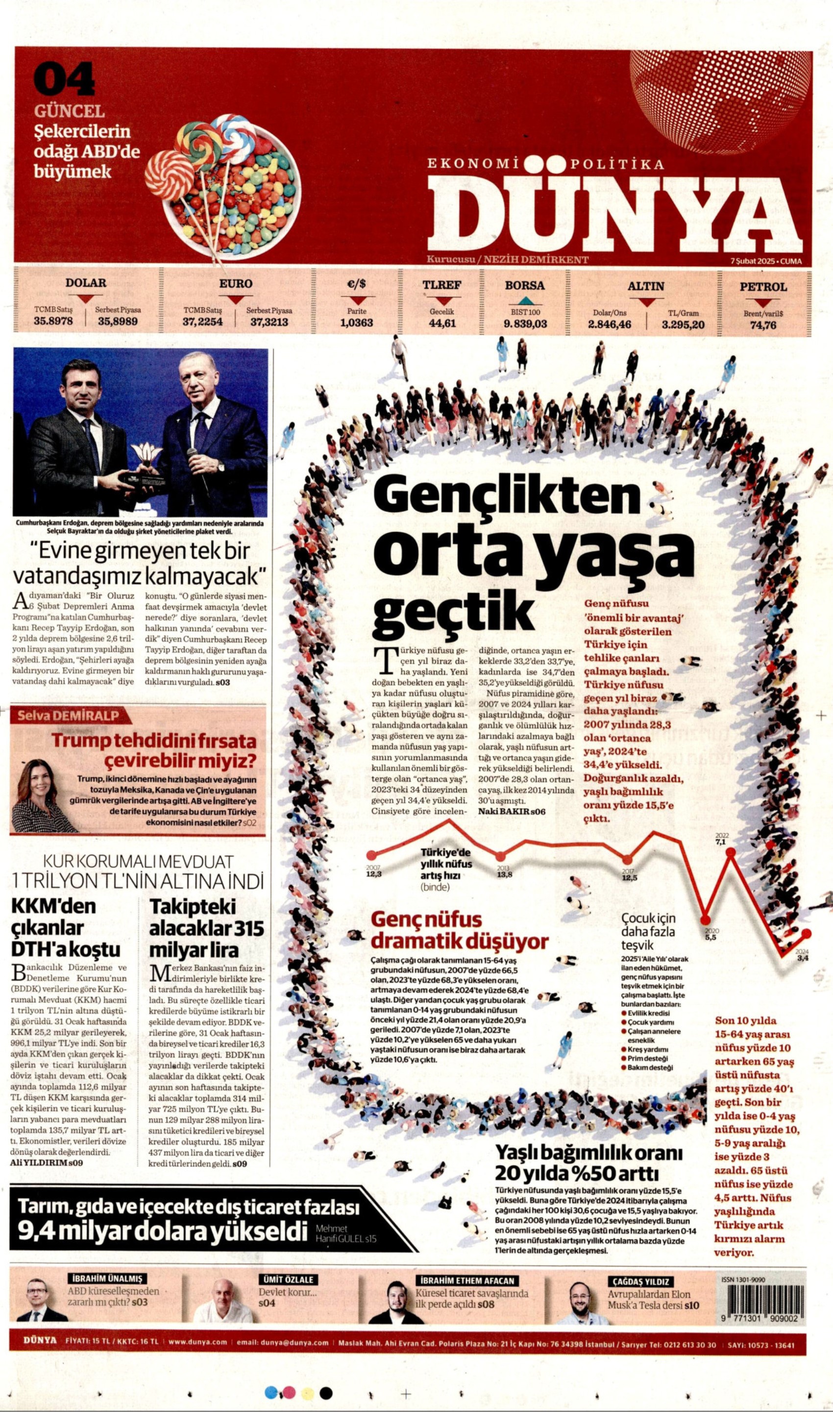 Erdoğan'ın 6 Şubat konuşması gazetelerde: Bizden başkası altından kalkamazdı (7 Şubat 2025 gazete manşetleri)