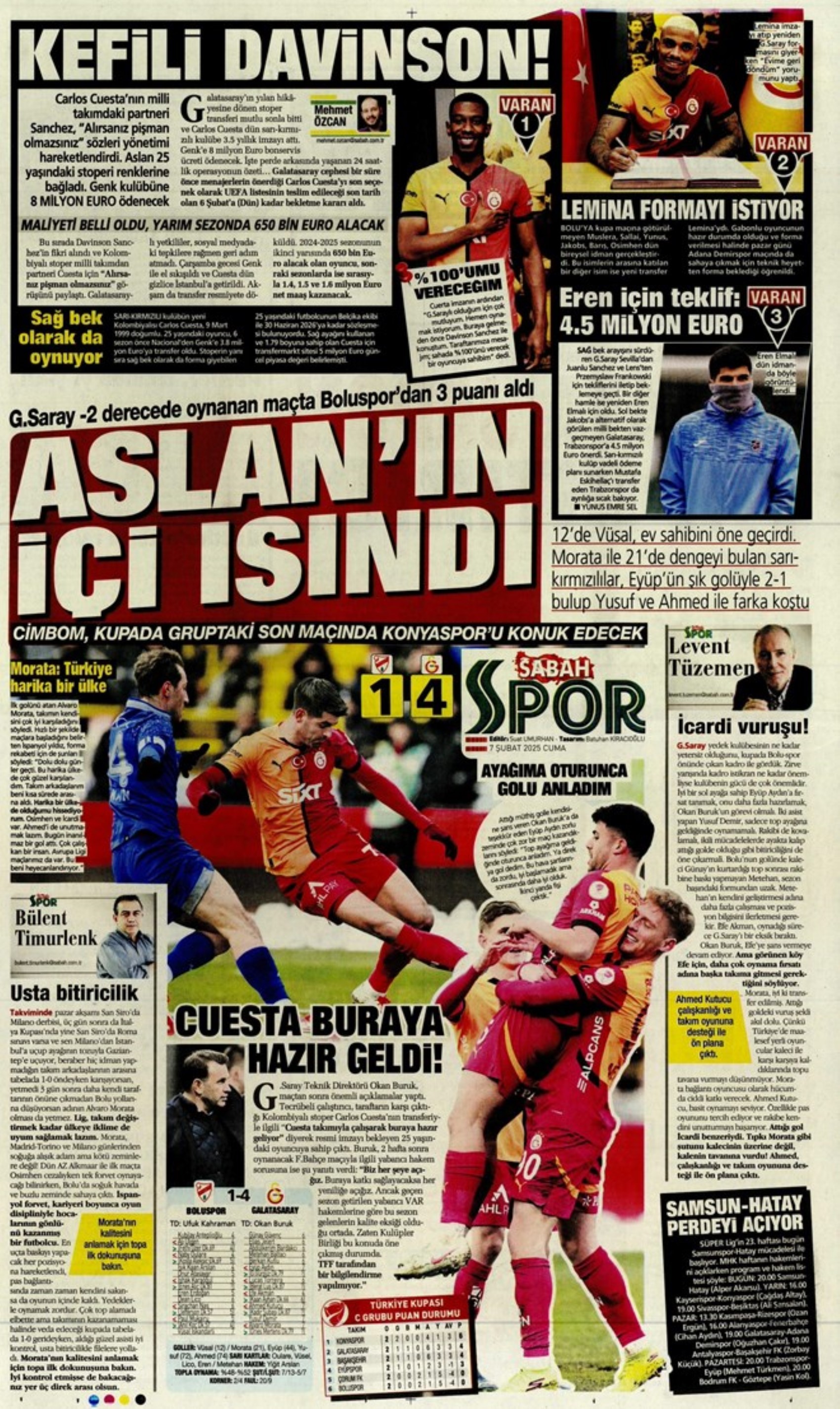 Sporun manşetleri: Galatasaray'da yıldız avı!