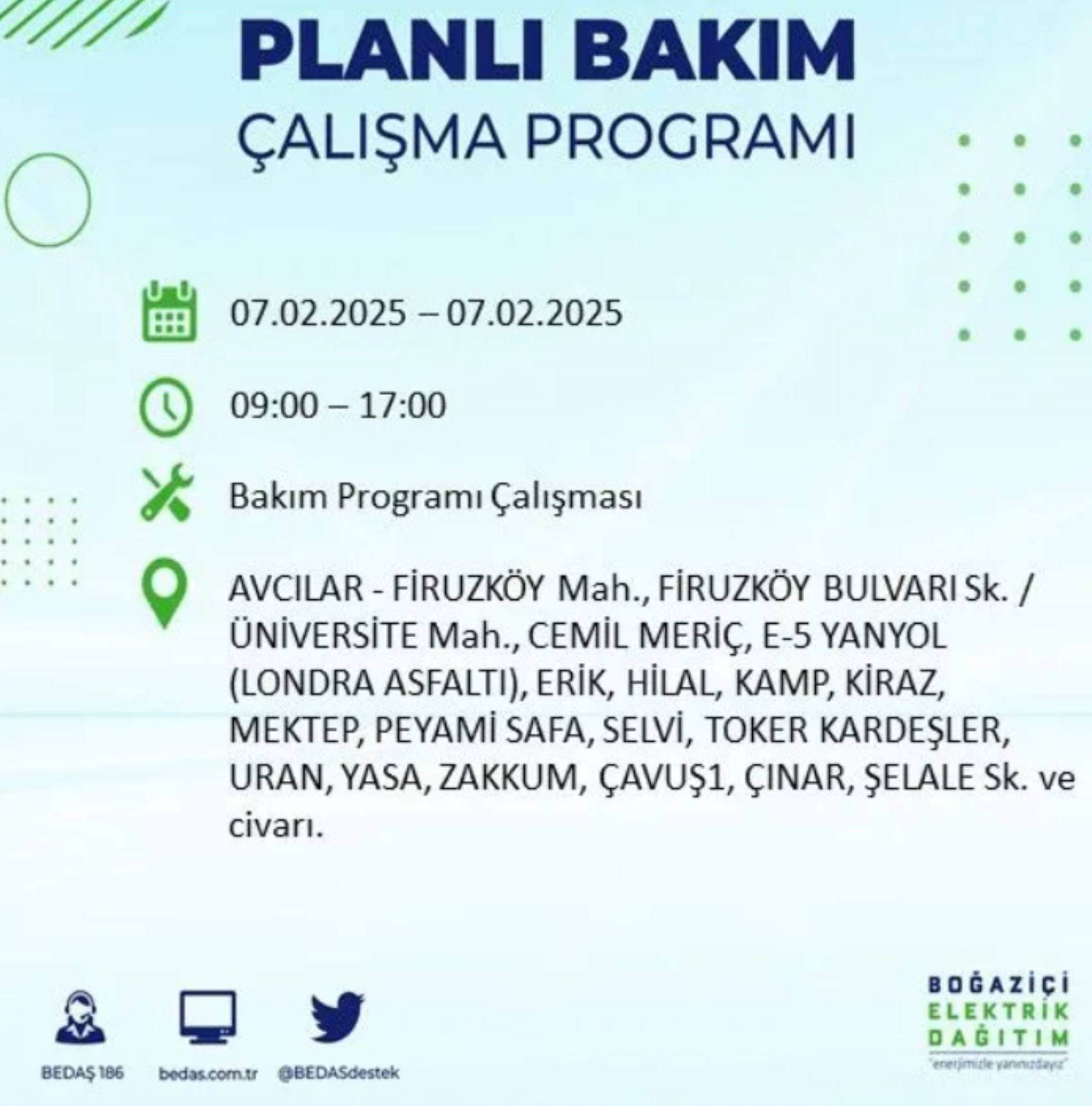 BEDAŞ açıkladı... İstanbul'da elektrik kesintisi: 7 Şubat'ta hangi mahalleler etkilenecek?