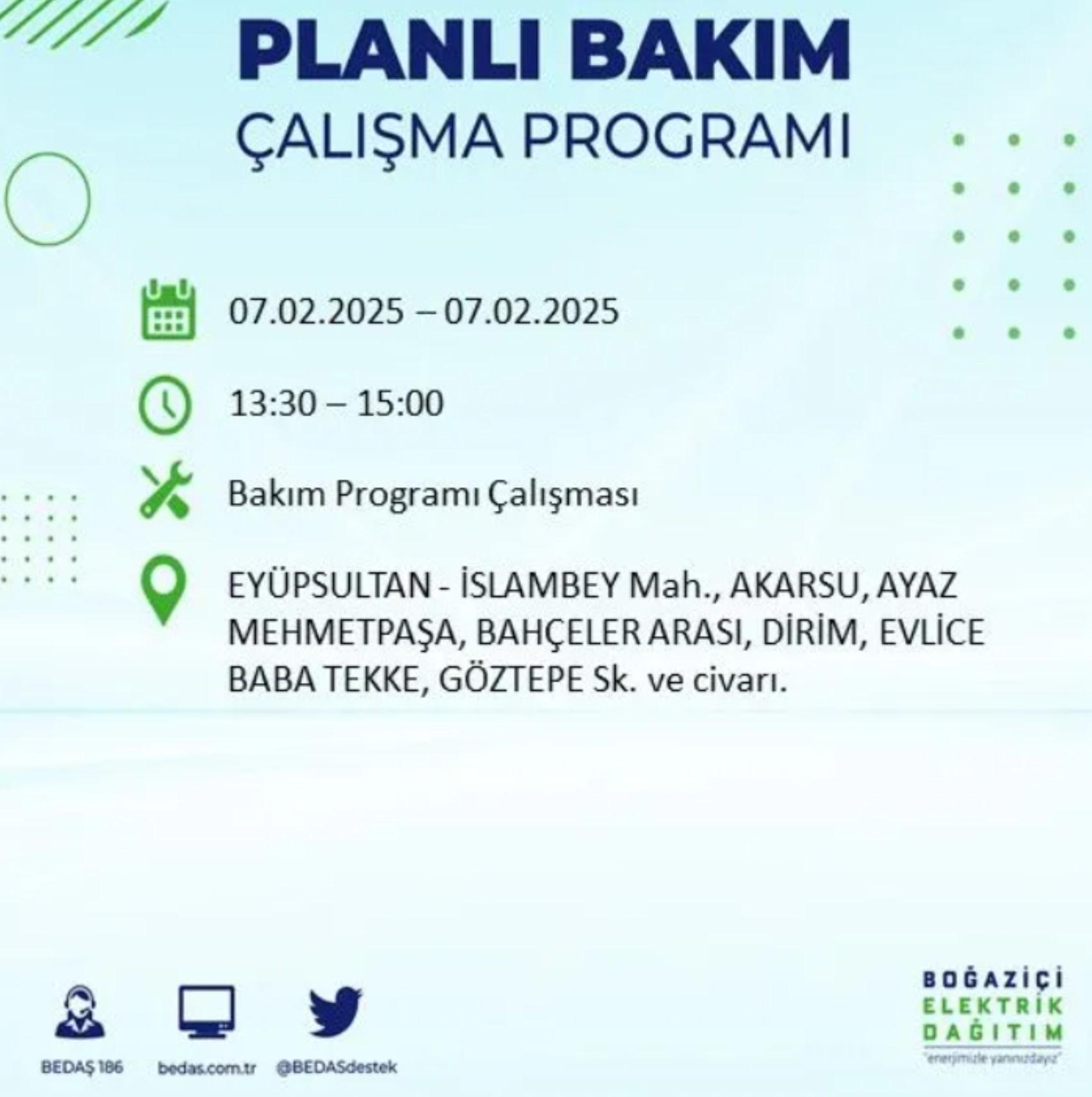 BEDAŞ açıkladı... İstanbul'da elektrik kesintisi: 7 Şubat'ta hangi mahalleler etkilenecek?