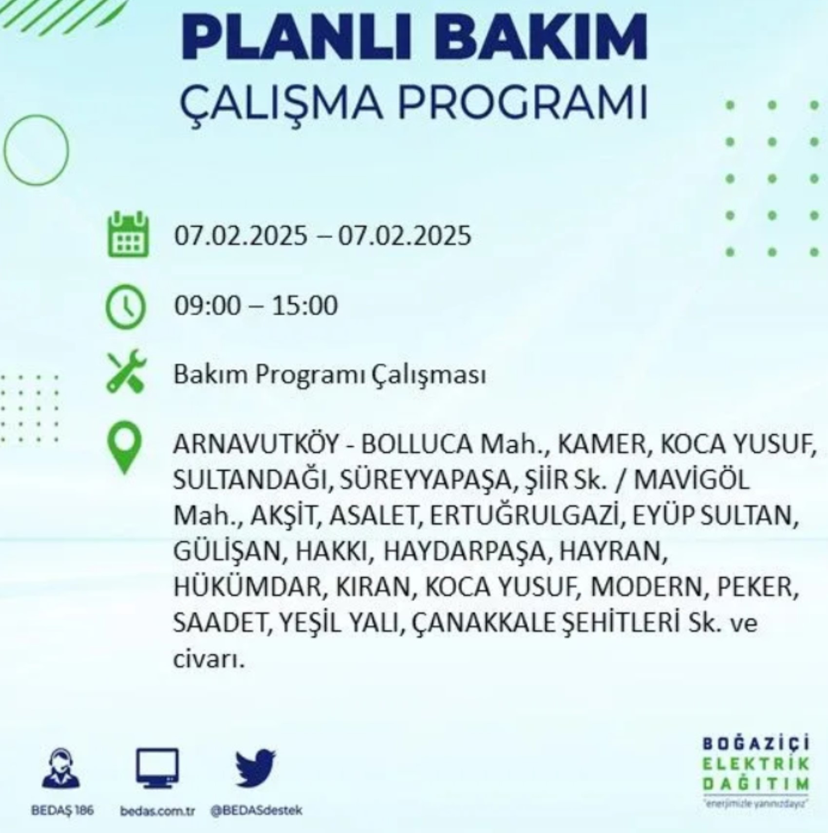 BEDAŞ açıkladı... İstanbul'da elektrik kesintisi: 7 Şubat'ta hangi mahalleler etkilenecek?