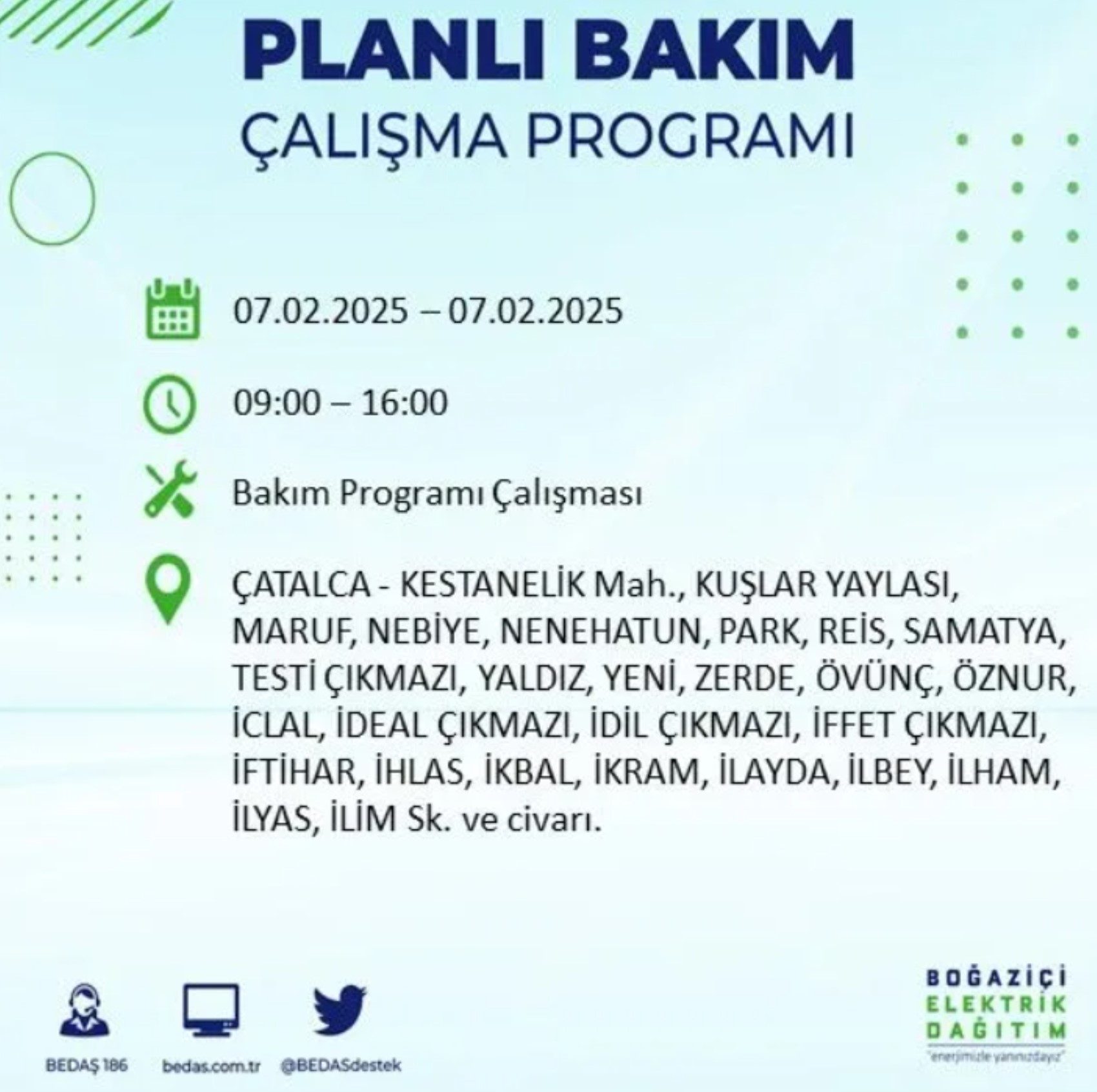 BEDAŞ açıkladı... İstanbul'da elektrik kesintisi: 7 Şubat'ta hangi mahalleler etkilenecek?