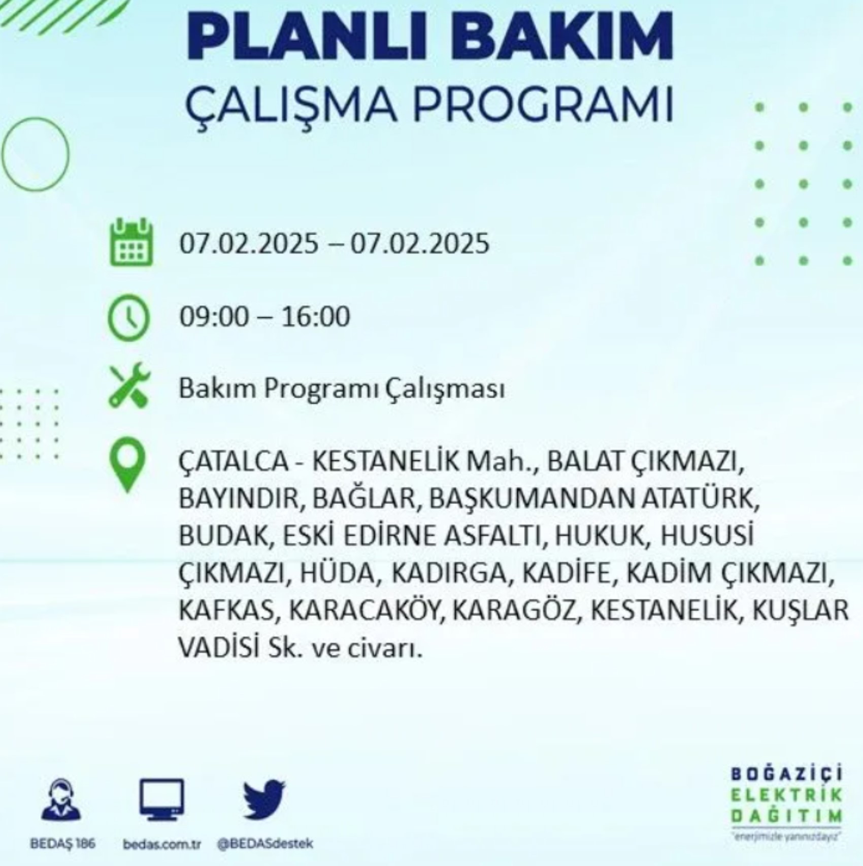 BEDAŞ açıkladı... İstanbul'da elektrik kesintisi: 7 Şubat'ta hangi mahalleler etkilenecek?