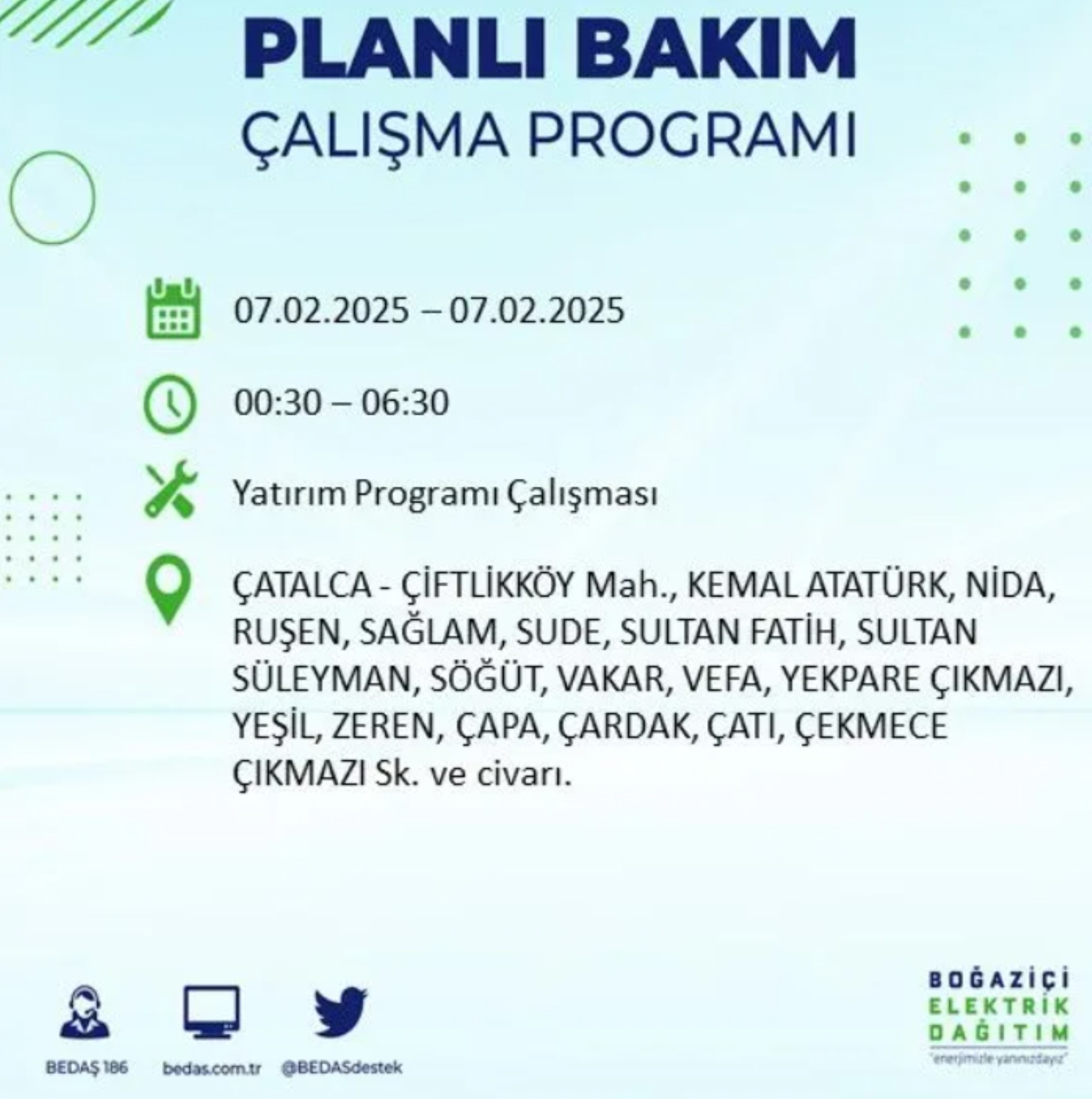 BEDAŞ açıkladı... İstanbul'da elektrik kesintisi: 7 Şubat'ta hangi mahalleler etkilenecek?