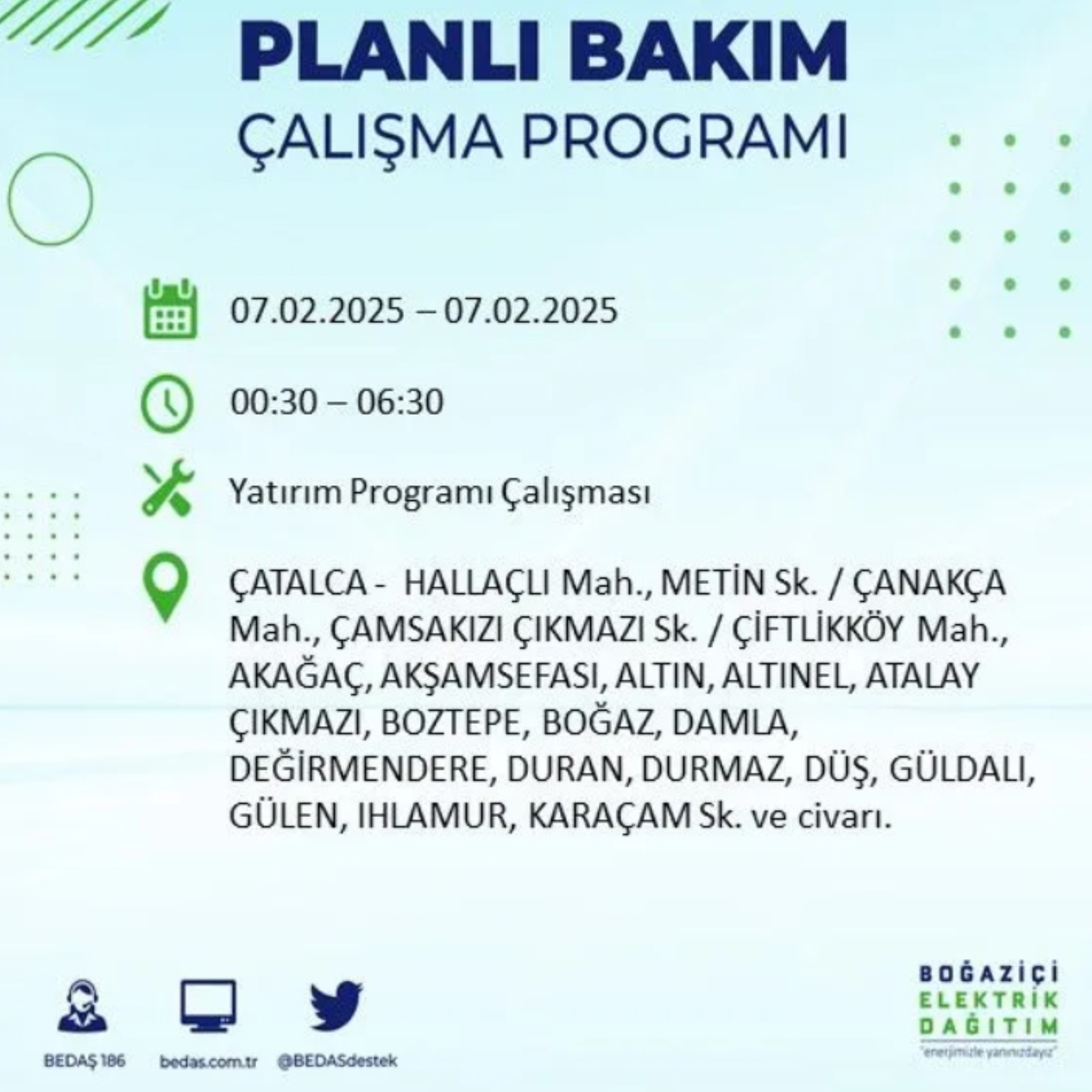 BEDAŞ açıkladı... İstanbul'da elektrik kesintisi: 7 Şubat'ta hangi mahalleler etkilenecek?