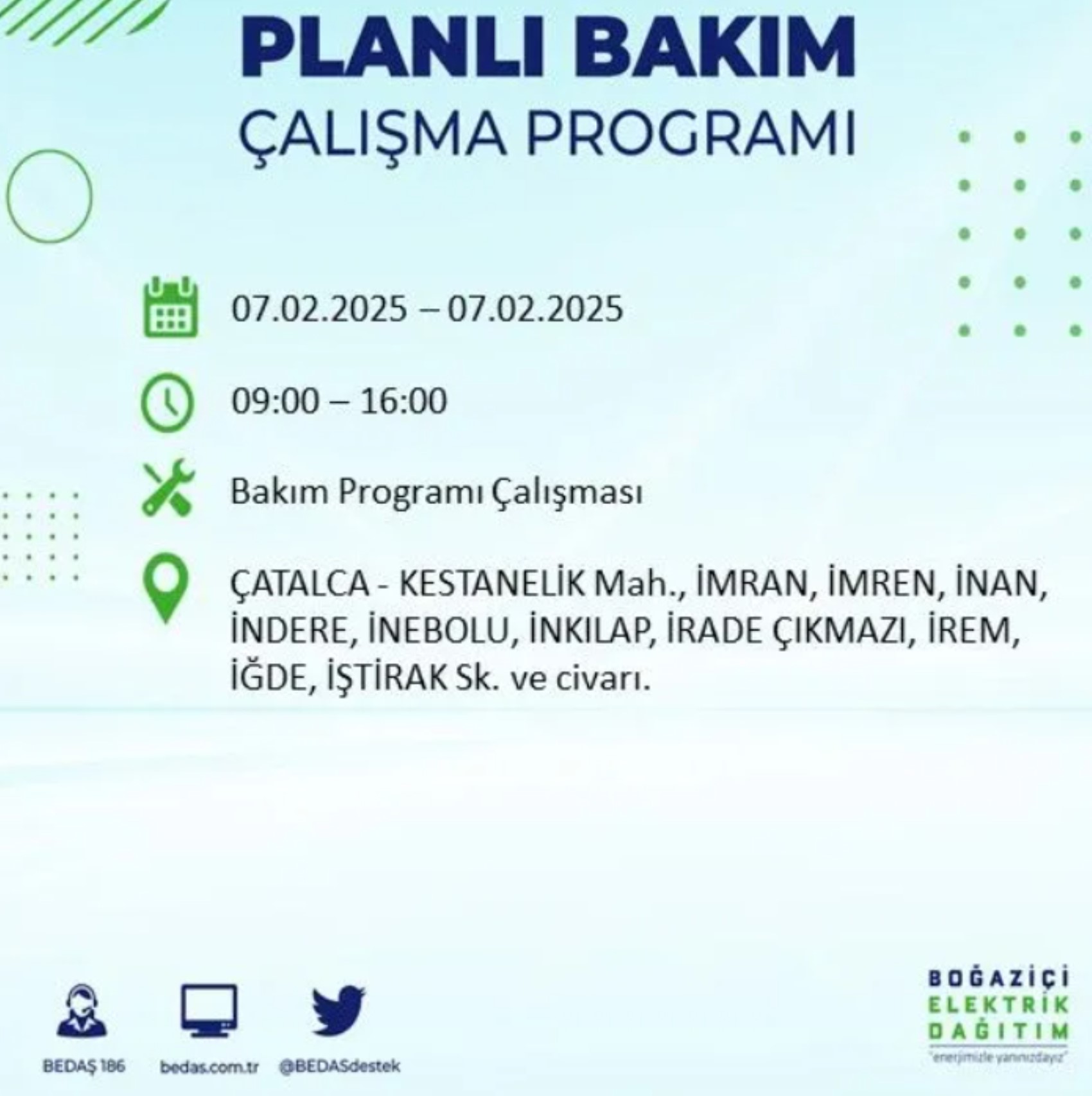 BEDAŞ açıkladı... İstanbul'da elektrik kesintisi: 7 Şubat'ta hangi mahalleler etkilenecek?