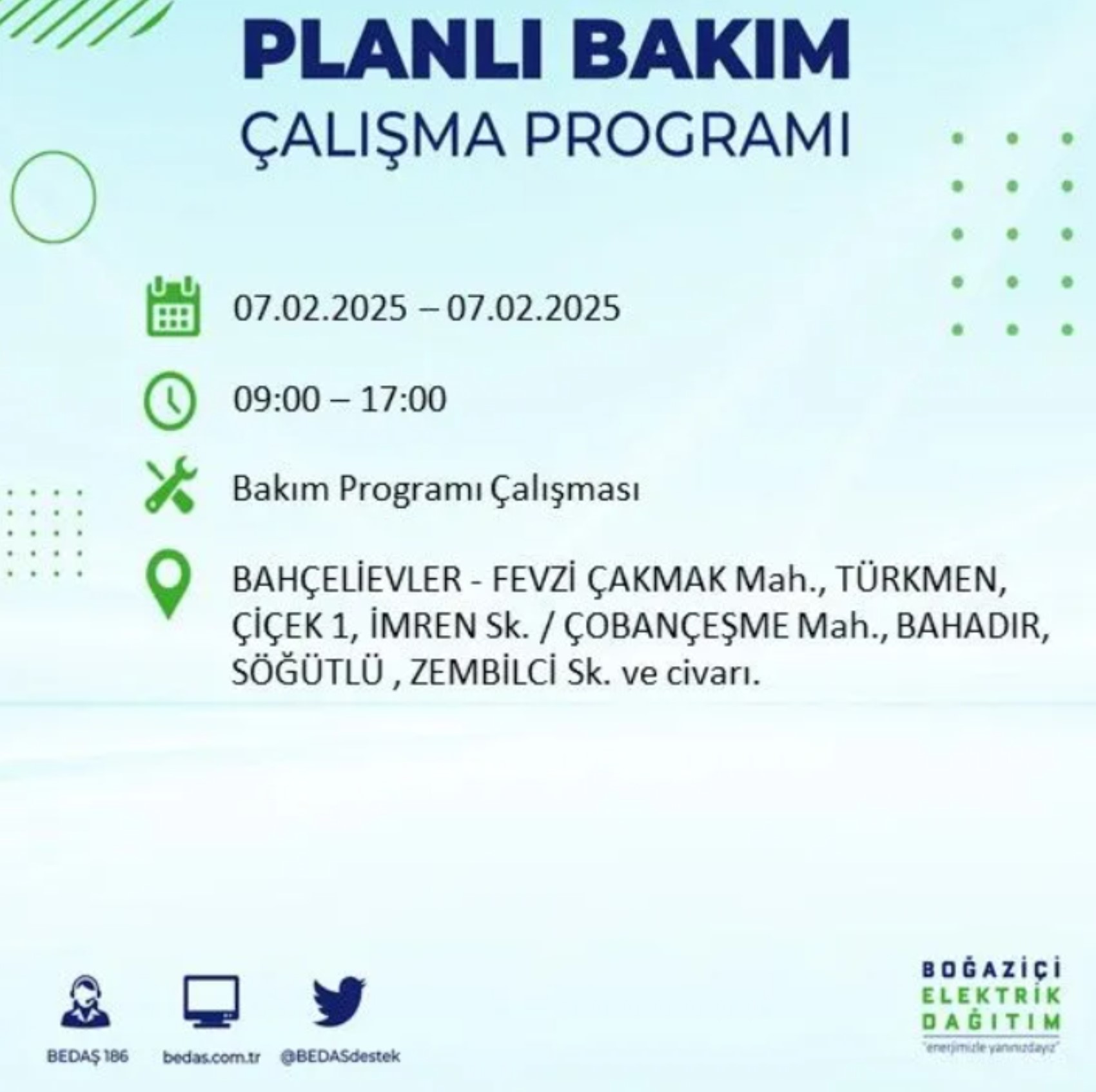 BEDAŞ açıkladı... İstanbul'da elektrik kesintisi: 7 Şubat'ta hangi mahalleler etkilenecek?