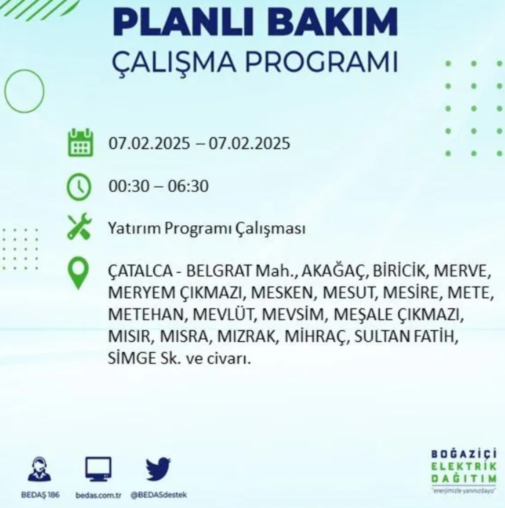 BEDAŞ açıkladı... İstanbul'da elektrik kesintisi: 7 Şubat'ta hangi mahalleler etkilenecek?