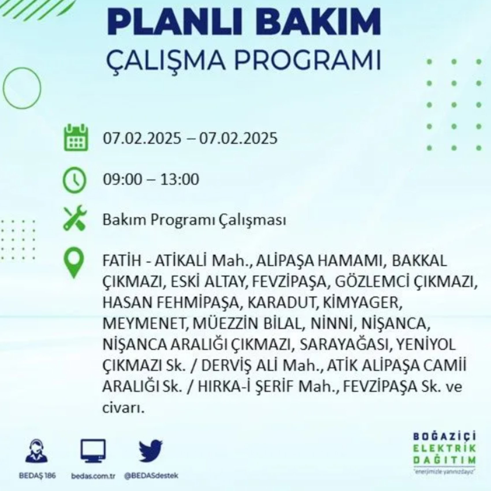 BEDAŞ açıkladı... İstanbul'da elektrik kesintisi: 7 Şubat'ta hangi mahalleler etkilenecek?