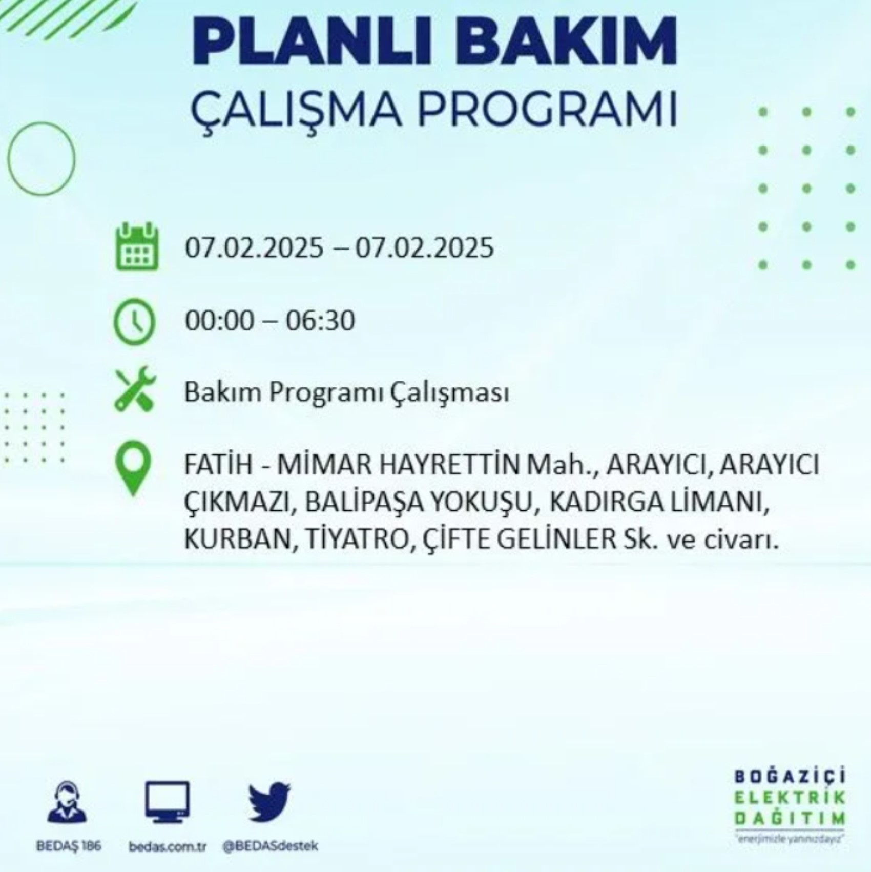 BEDAŞ açıkladı... İstanbul'da elektrik kesintisi: 7 Şubat'ta hangi mahalleler etkilenecek?