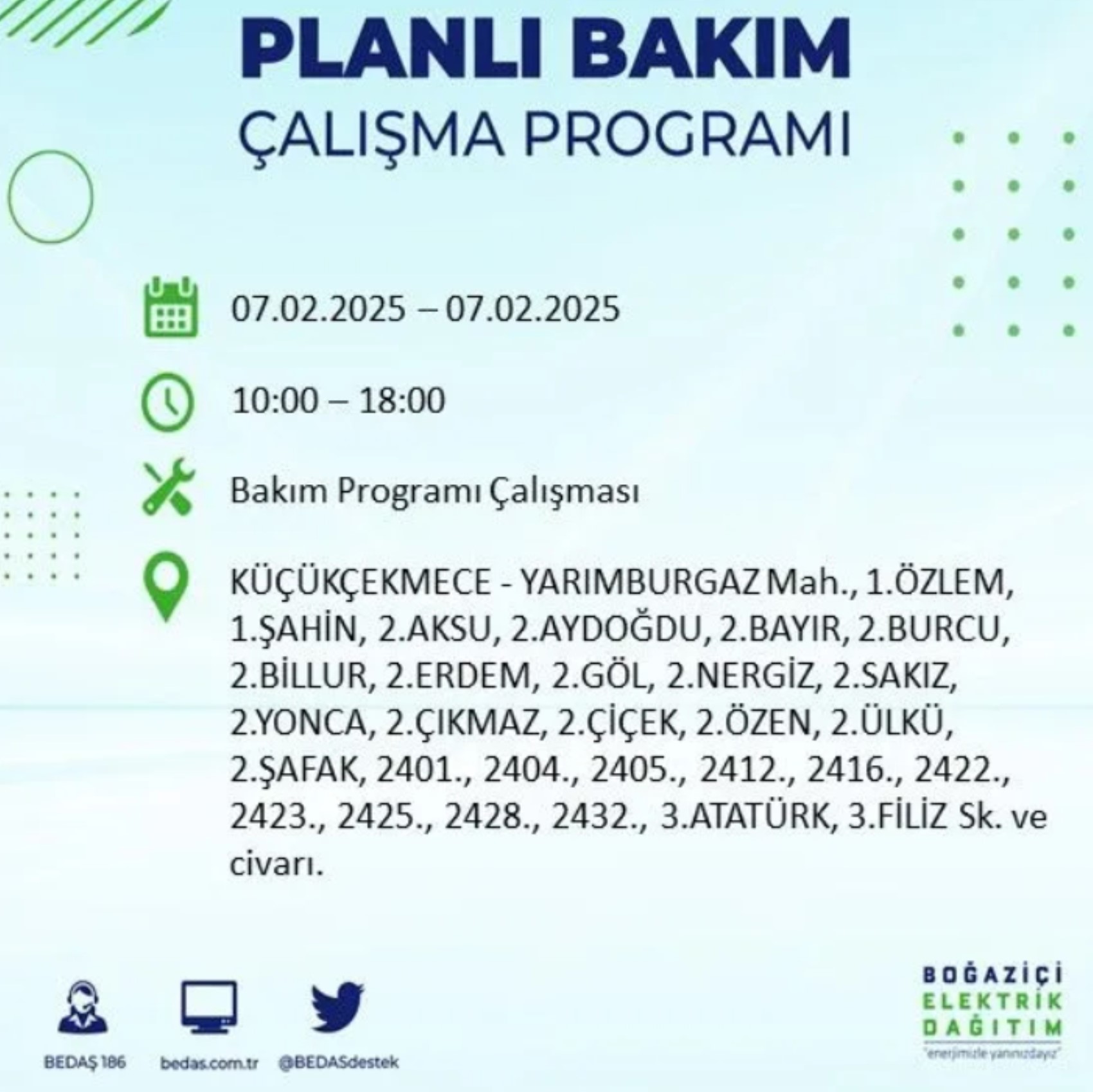 BEDAŞ açıkladı... İstanbul'da elektrik kesintisi: 7 Şubat'ta hangi mahalleler etkilenecek?