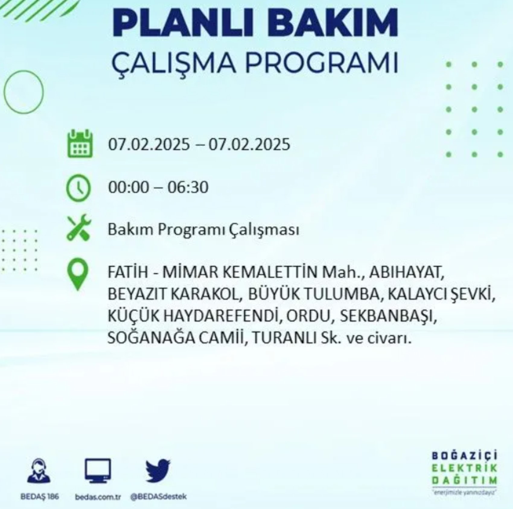 BEDAŞ açıkladı... İstanbul'da elektrik kesintisi: 7 Şubat'ta hangi mahalleler etkilenecek?