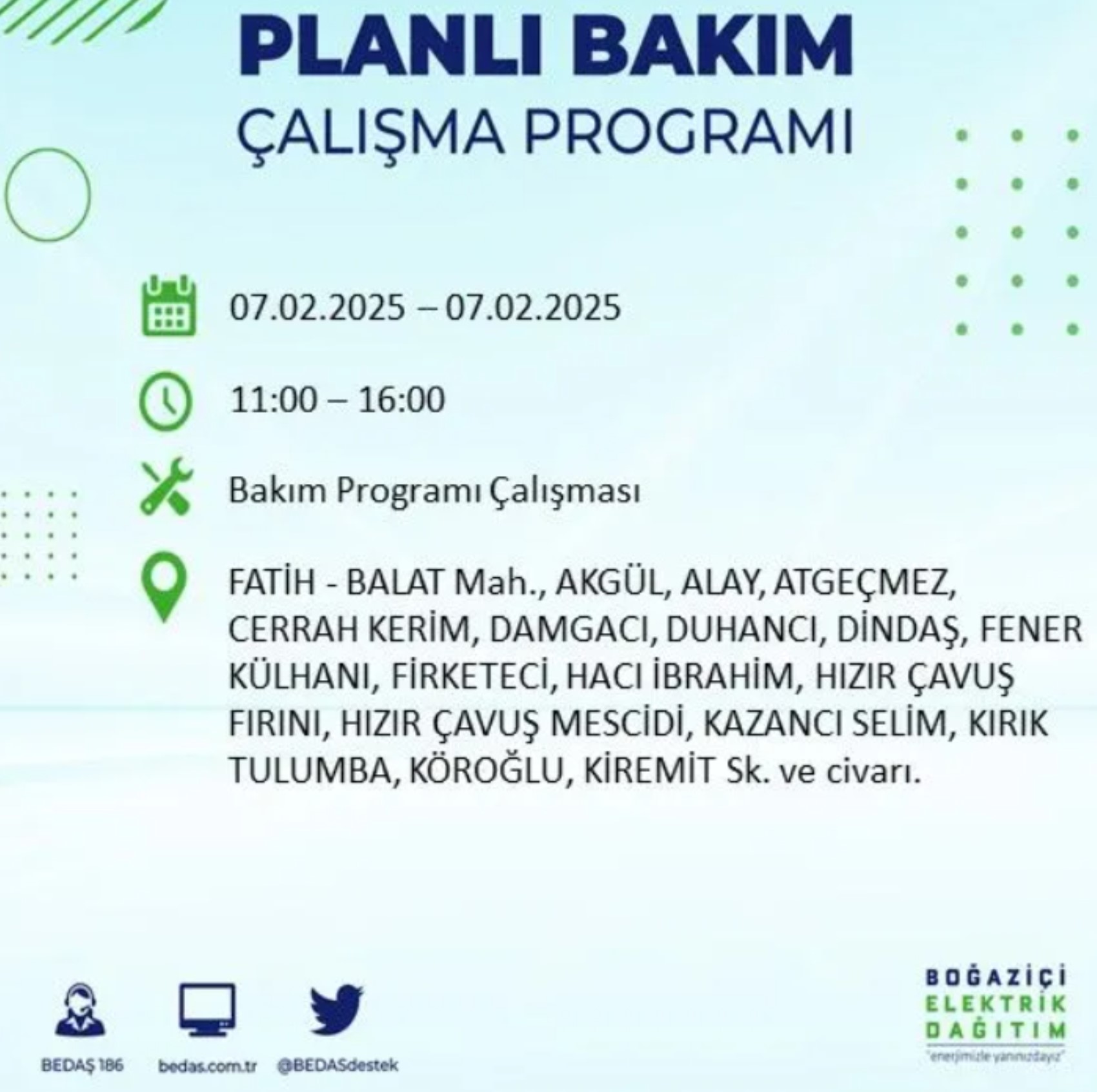 BEDAŞ açıkladı... İstanbul'da elektrik kesintisi: 7 Şubat'ta hangi mahalleler etkilenecek?