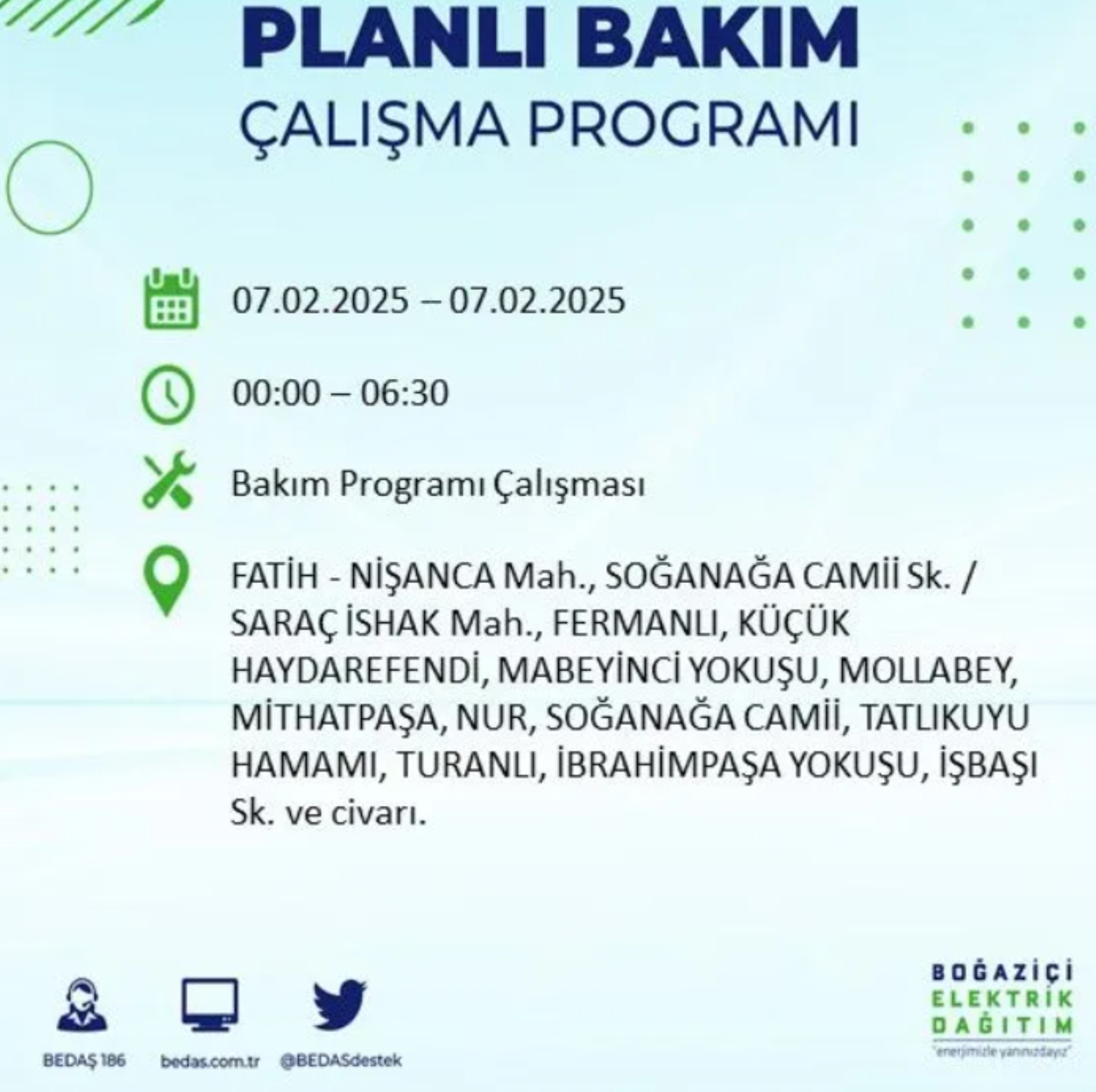 BEDAŞ açıkladı... İstanbul'da elektrik kesintisi: 7 Şubat'ta hangi mahalleler etkilenecek?