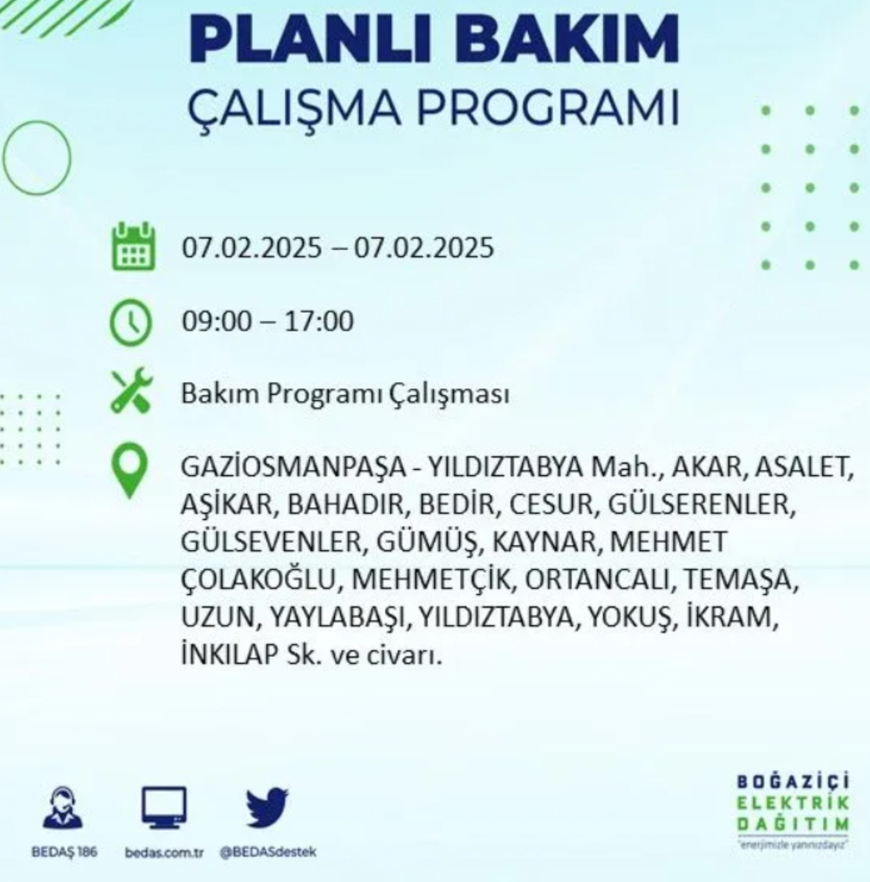 BEDAŞ açıkladı... İstanbul'da elektrik kesintisi: 7 Şubat'ta hangi mahalleler etkilenecek?