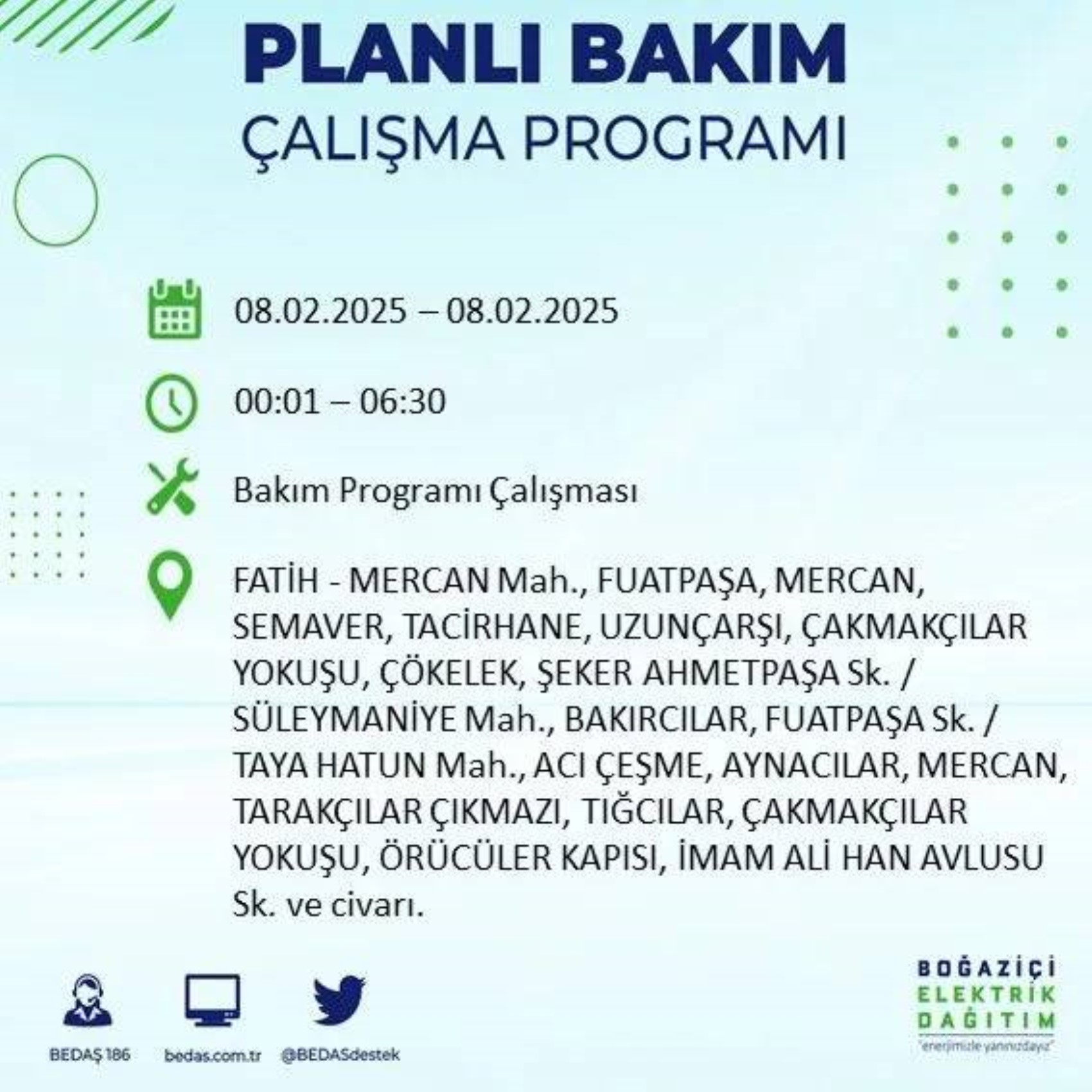 BEDAŞ açıkladı... Bugün İstanbul'da nerede elektrik kesintisi yaşanacak? (8 Şubat 2025 Cumartesi)