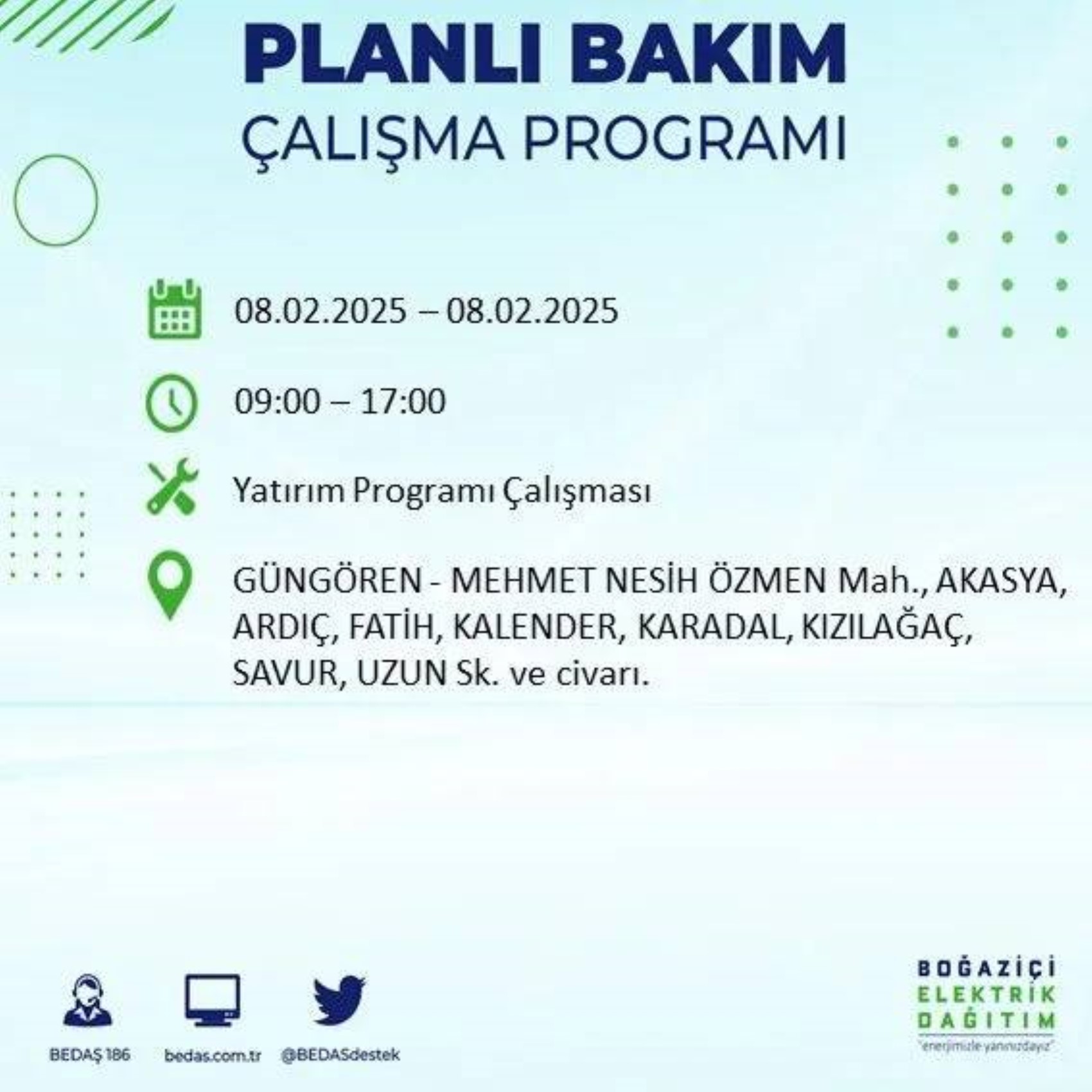 BEDAŞ açıkladı... Bugün İstanbul'da nerede elektrik kesintisi yaşanacak? (8 Şubat 2025 Cumartesi)