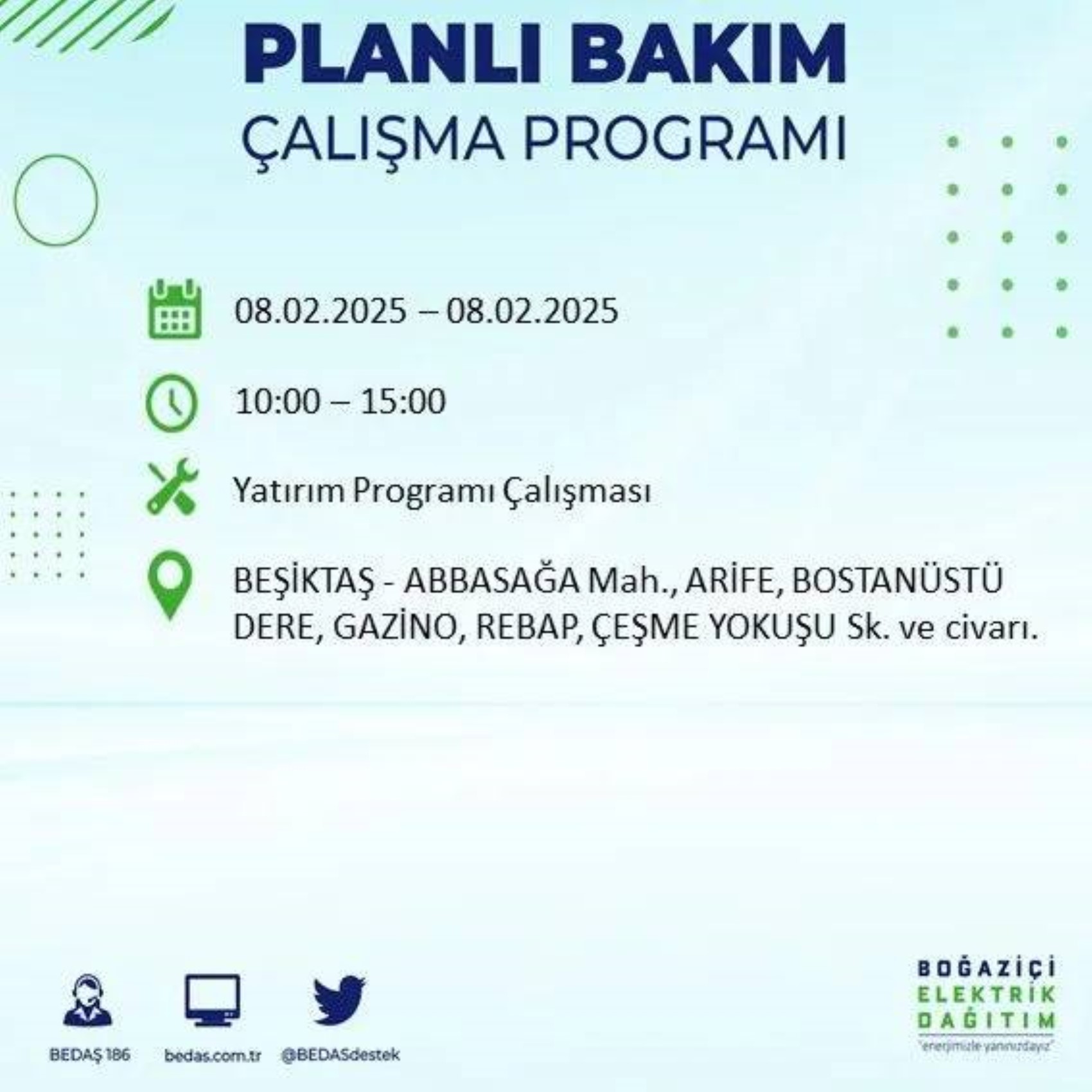 BEDAŞ açıkladı... Bugün İstanbul'da nerede elektrik kesintisi yaşanacak? (8 Şubat 2025 Cumartesi)