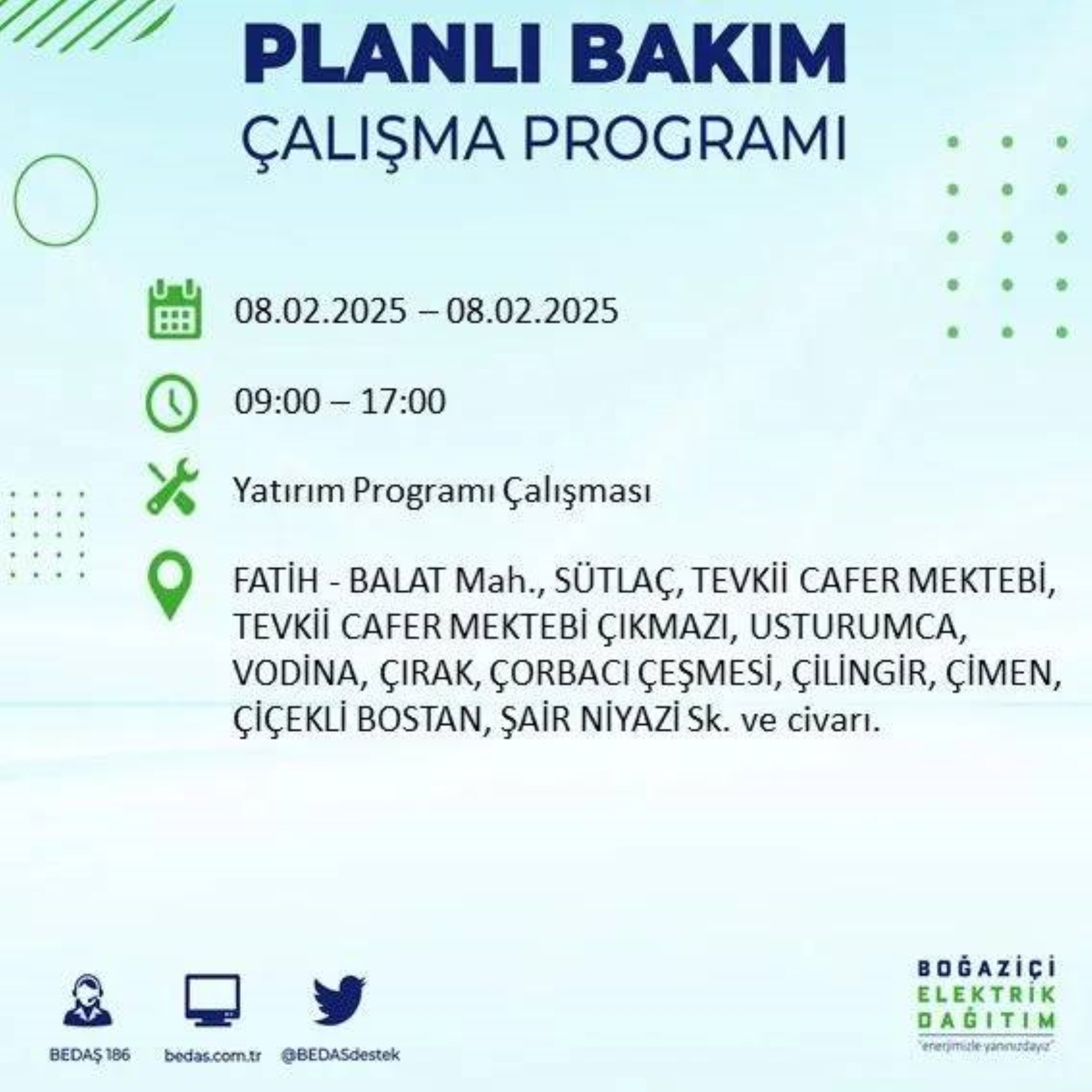 BEDAŞ açıkladı... Bugün İstanbul'da nerede elektrik kesintisi yaşanacak? (8 Şubat 2025 Cumartesi)