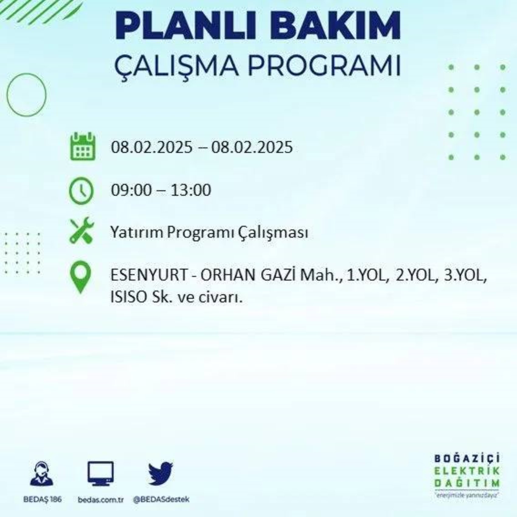 BEDAŞ açıkladı... Bugün İstanbul'da nerede elektrik kesintisi yaşanacak? (8 Şubat 2025 Cumartesi)