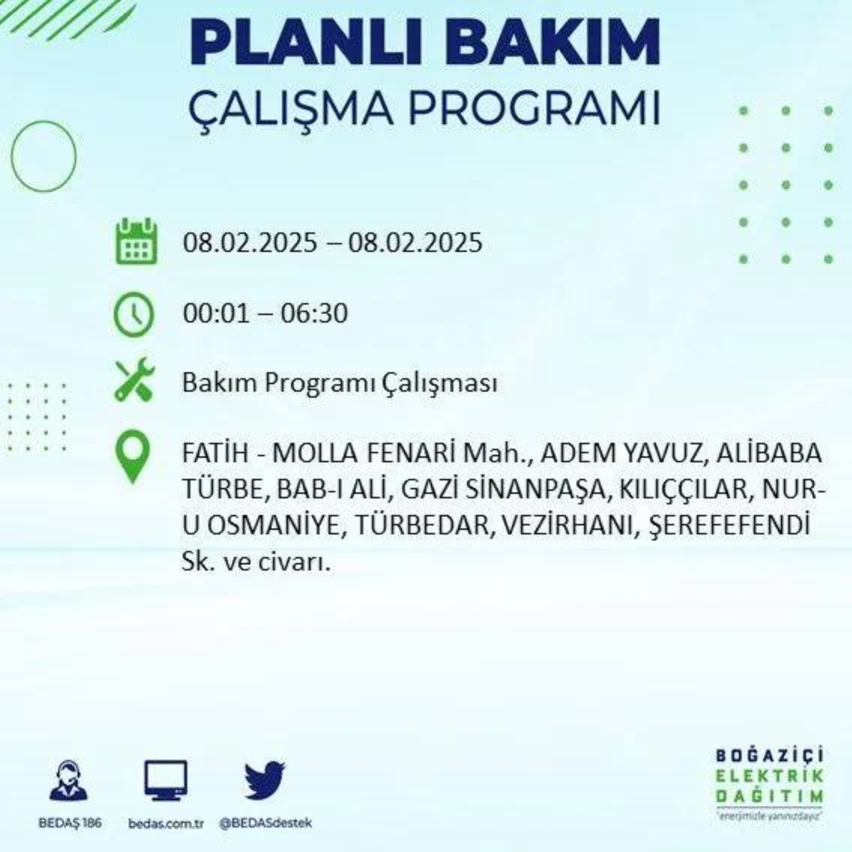 BEDAŞ açıkladı... Bugün İstanbul'da nerede elektrik kesintisi yaşanacak? (8 Şubat 2025 Cumartesi)