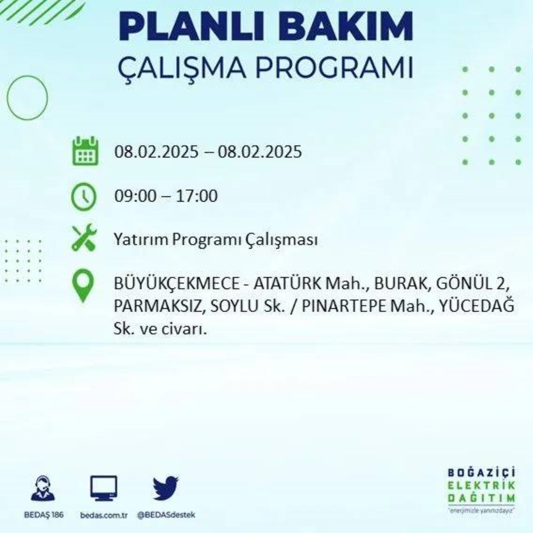 BEDAŞ açıkladı... Bugün İstanbul'da nerede elektrik kesintisi yaşanacak? (8 Şubat 2025 Cumartesi)