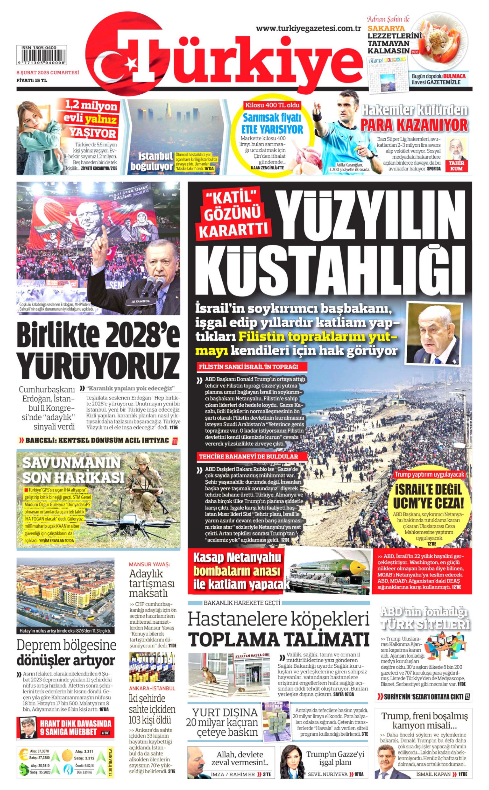 8 Şubat 2025 gazete manşetleri