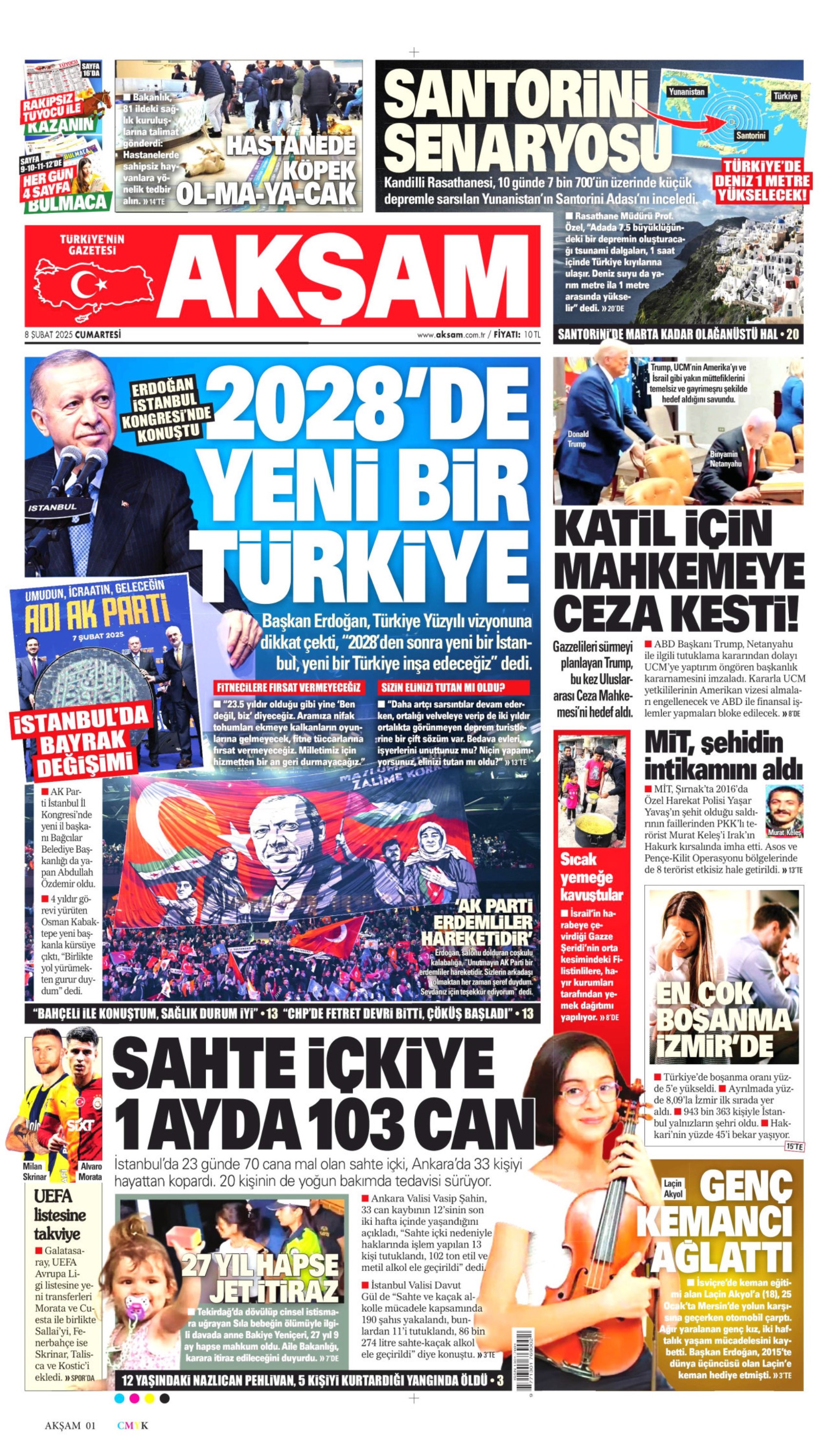 8 Şubat 2025 gazete manşetleri